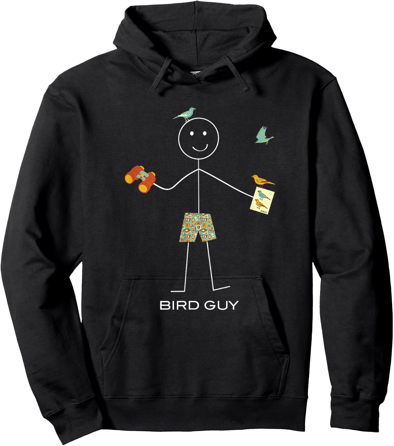 Whyitsme Design Men's Birding , Black, Small Hoodie - Hoodie | Black