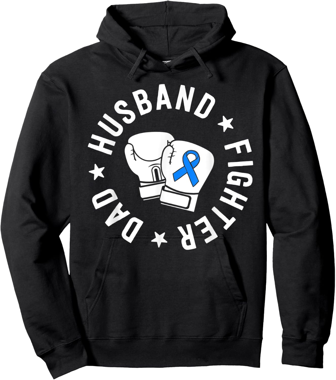 ALS Warrior Dad Husband Father Blue Ribbon Awareness Hoodie - Hoodie | Black