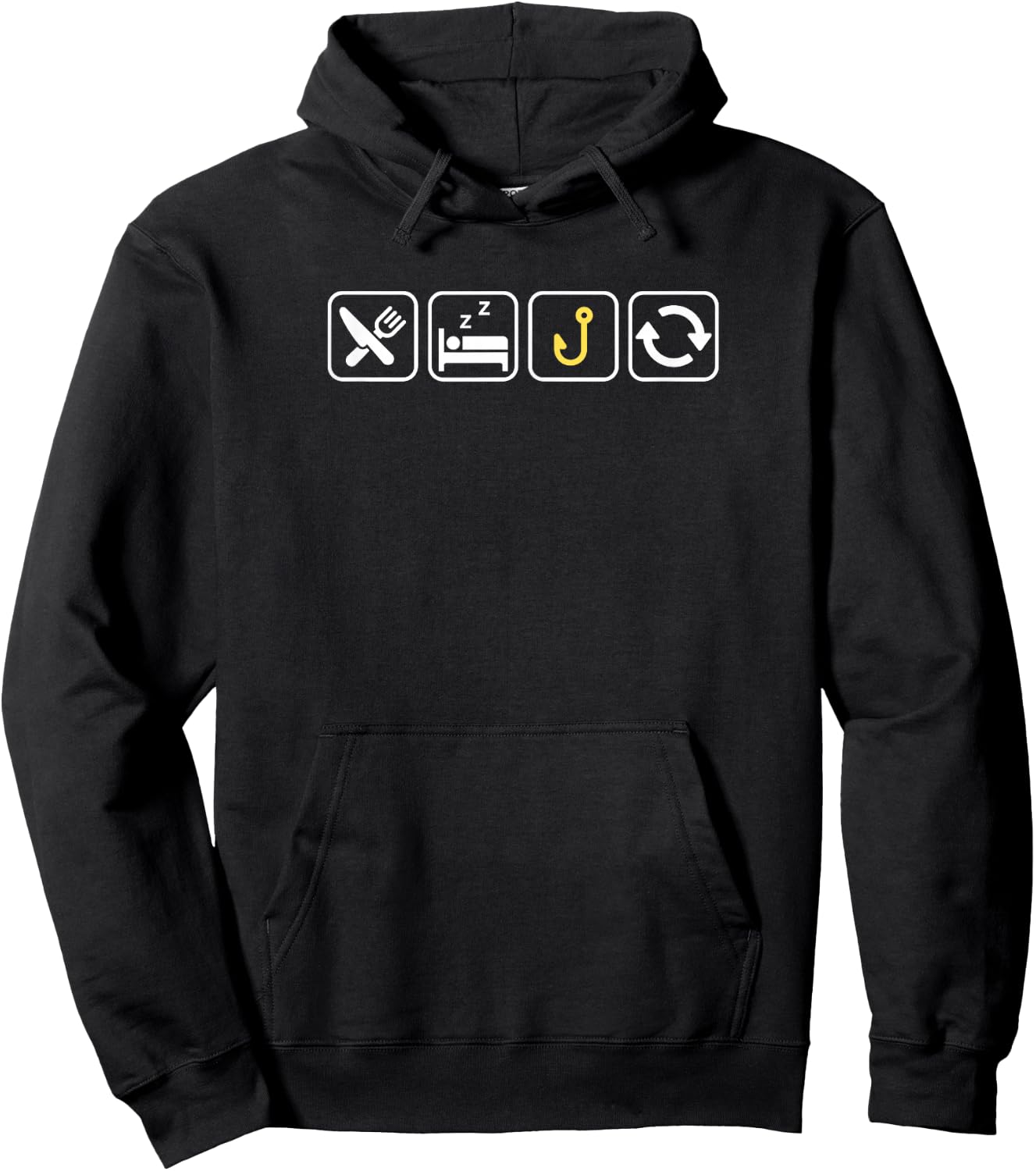 Eat Sleep FISHING Repeat | Funny Fishhook Design Hoodie - Hoodie | Black