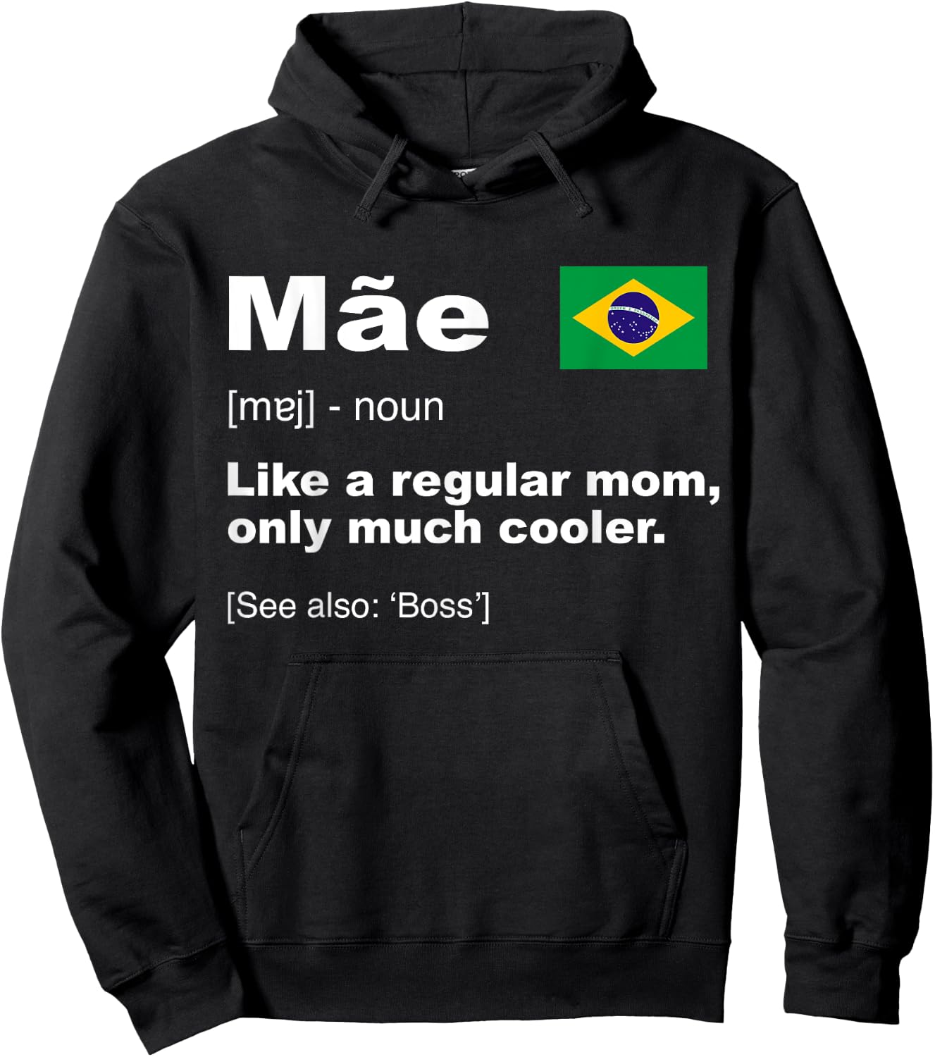 Definition Of Mae Funny Brazilian Mom Gift Flag Of Brazilian Hoodie - Hoodie | Black