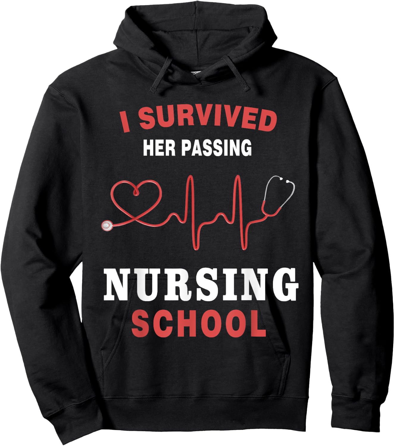 I Survived Her Passing Nursing School Funny Nurse Graduation Hoodie - Hoodie | Black