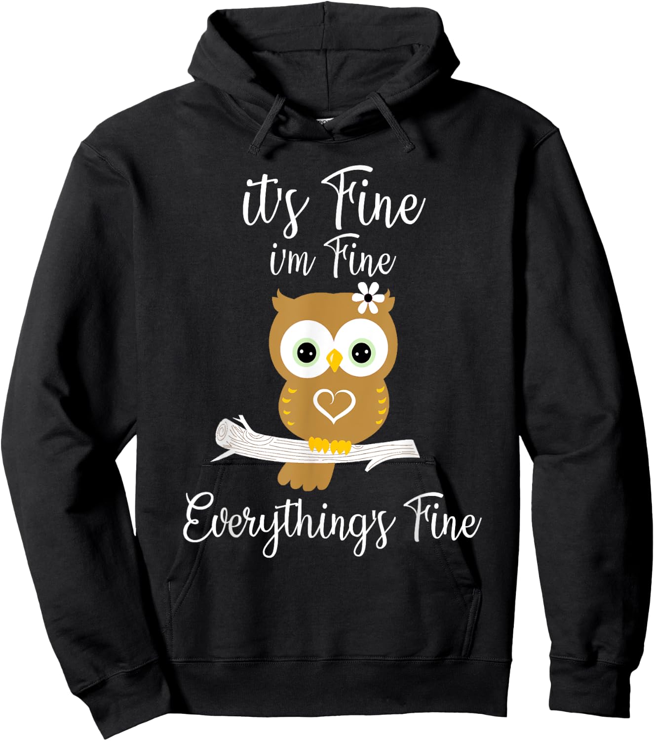 It's Fine I'm Fine Everything's Fine Owl Coffee Lovers Hoodie - Hoodie | Black