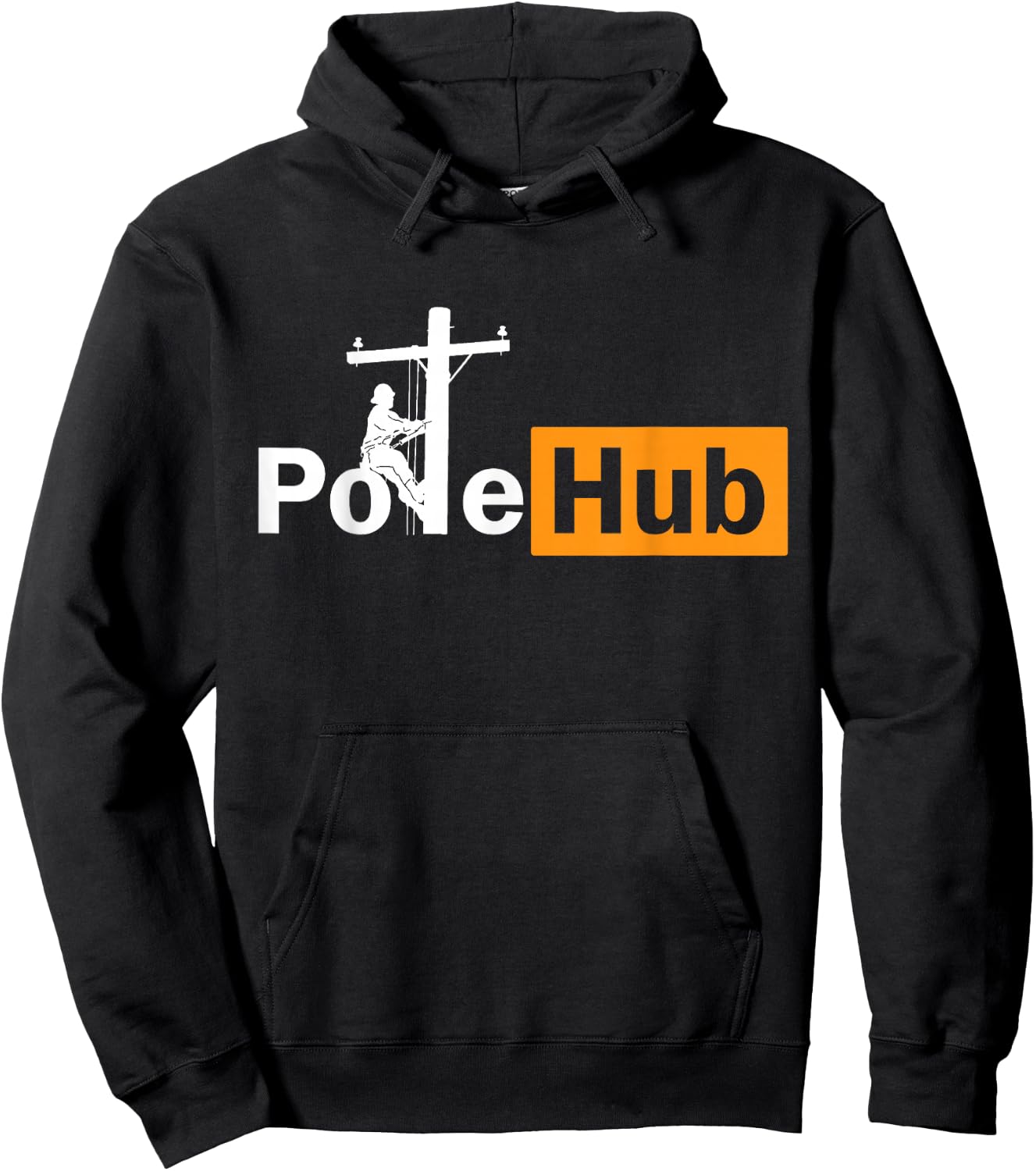 Pole Hub Lineman Line Worker Utility Pole Funny Lineman Fun Hoodie - Hoodie | Black