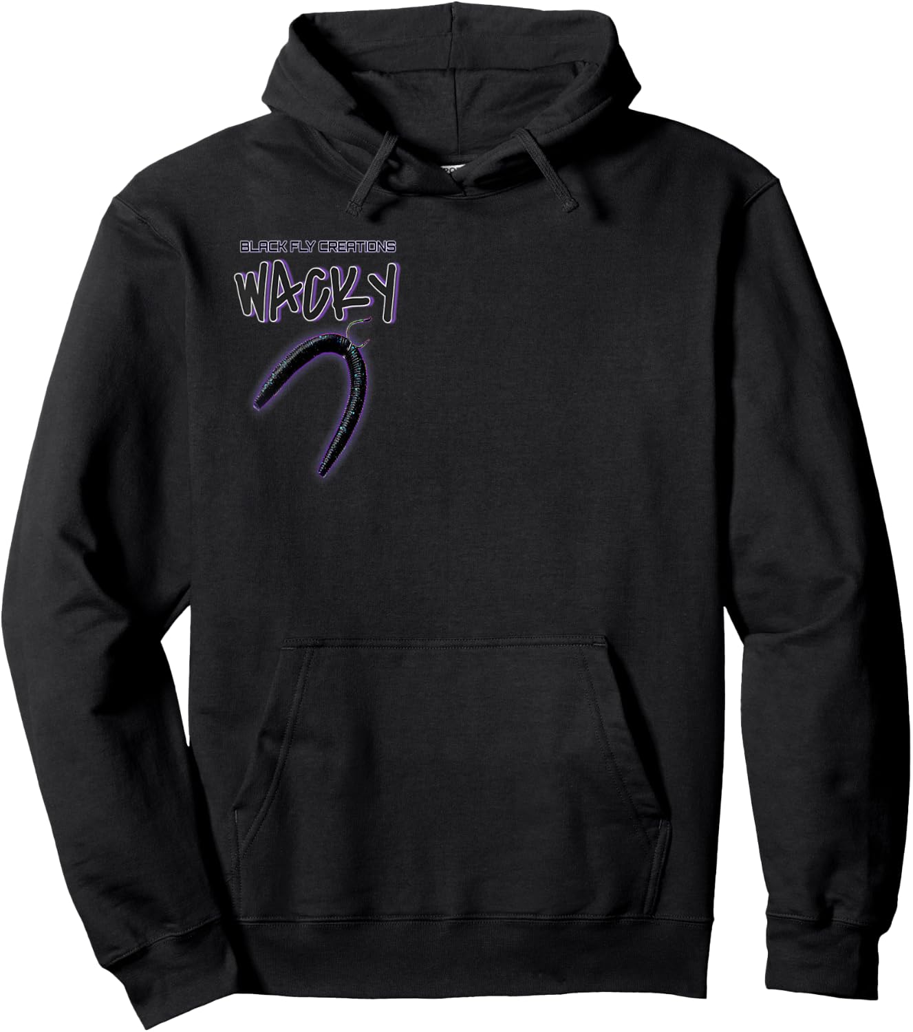 Black Fly Wacky Worm Senko Hook Jacket & Bass Fishing Hoodie - Hoodie | Black