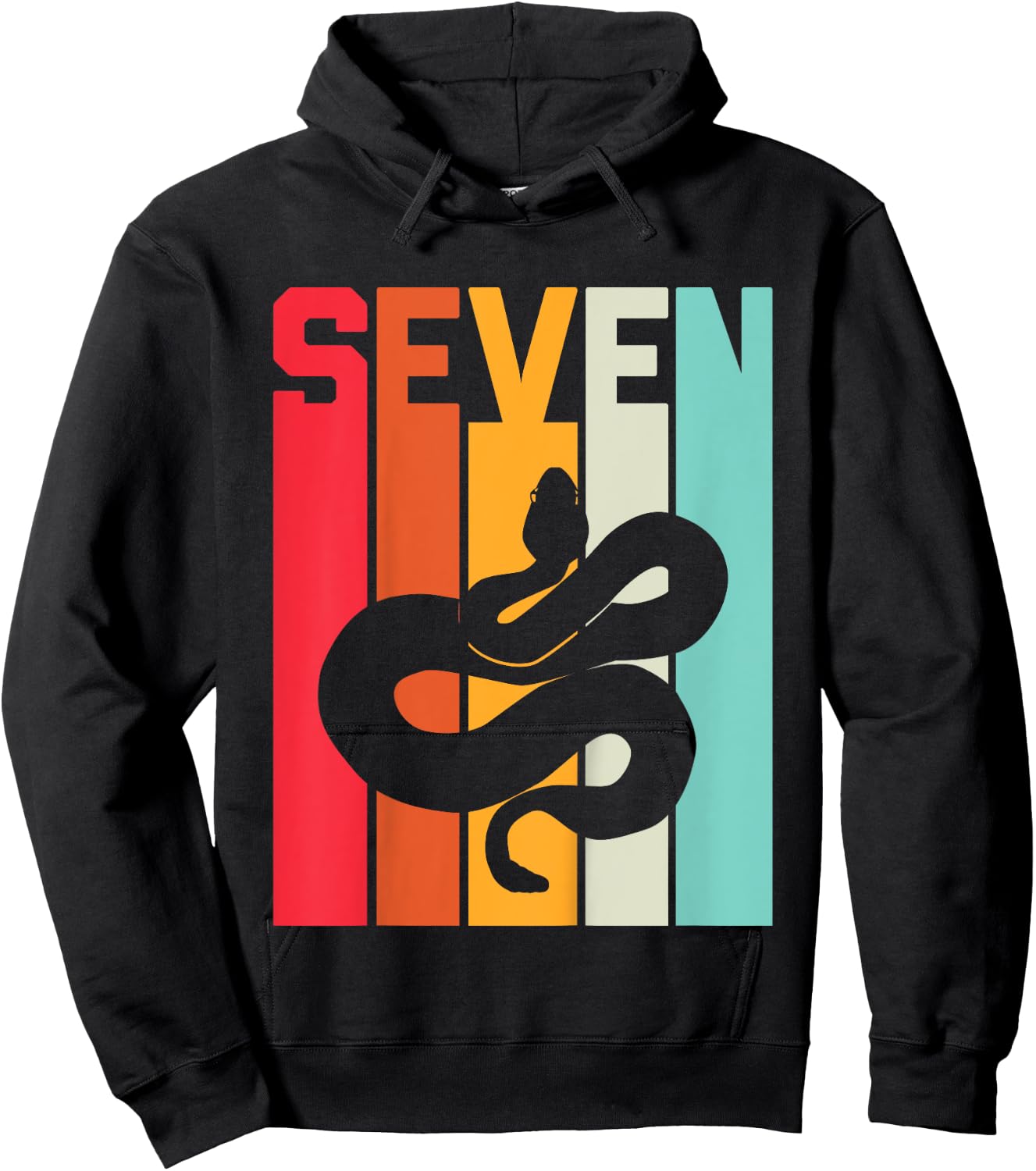 7th Birthday Vintage Snake Lover Pet Reptile 7 Years Old Hoodie - Hoodie | Black