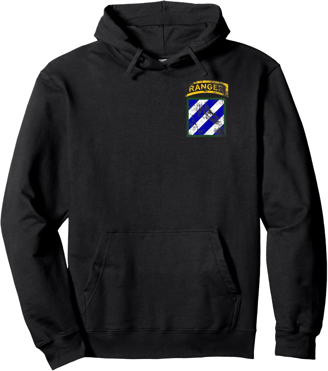3rd Infantry Division (ID) Patch with Ranger Tab Distressed Hoodie - Hoodie | Black