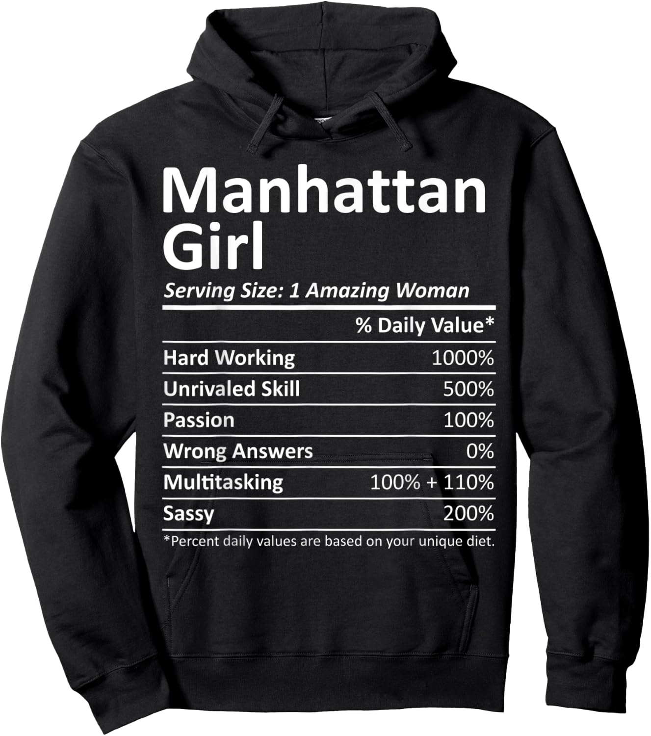 MANHATTAN GIRL NY NEW YORK Funny City Home Roots USA Gift Hoodie - Hoodie | Black