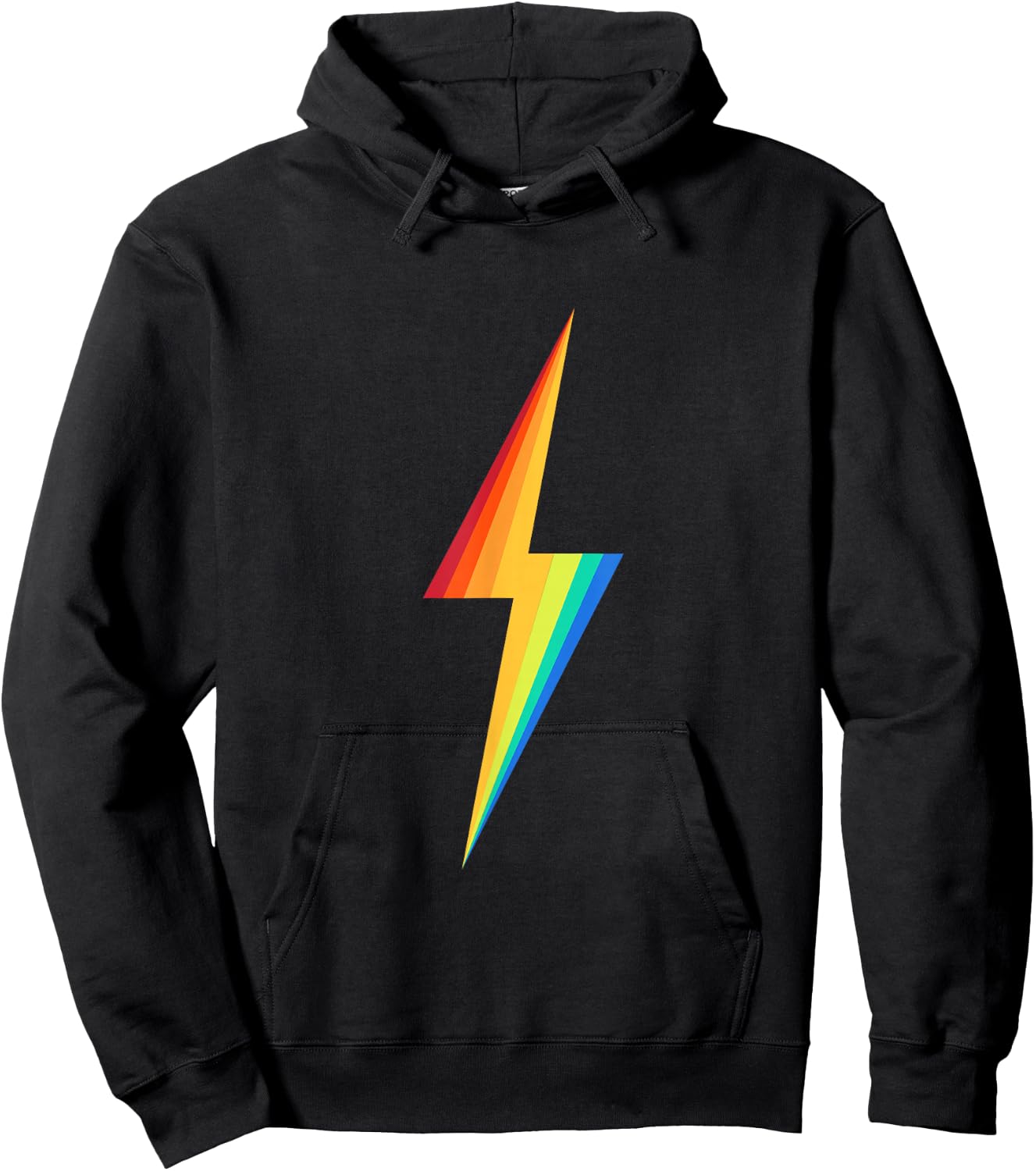 Colourful Rainbow Lightning Graphic Hoodie - Hoodie | Black