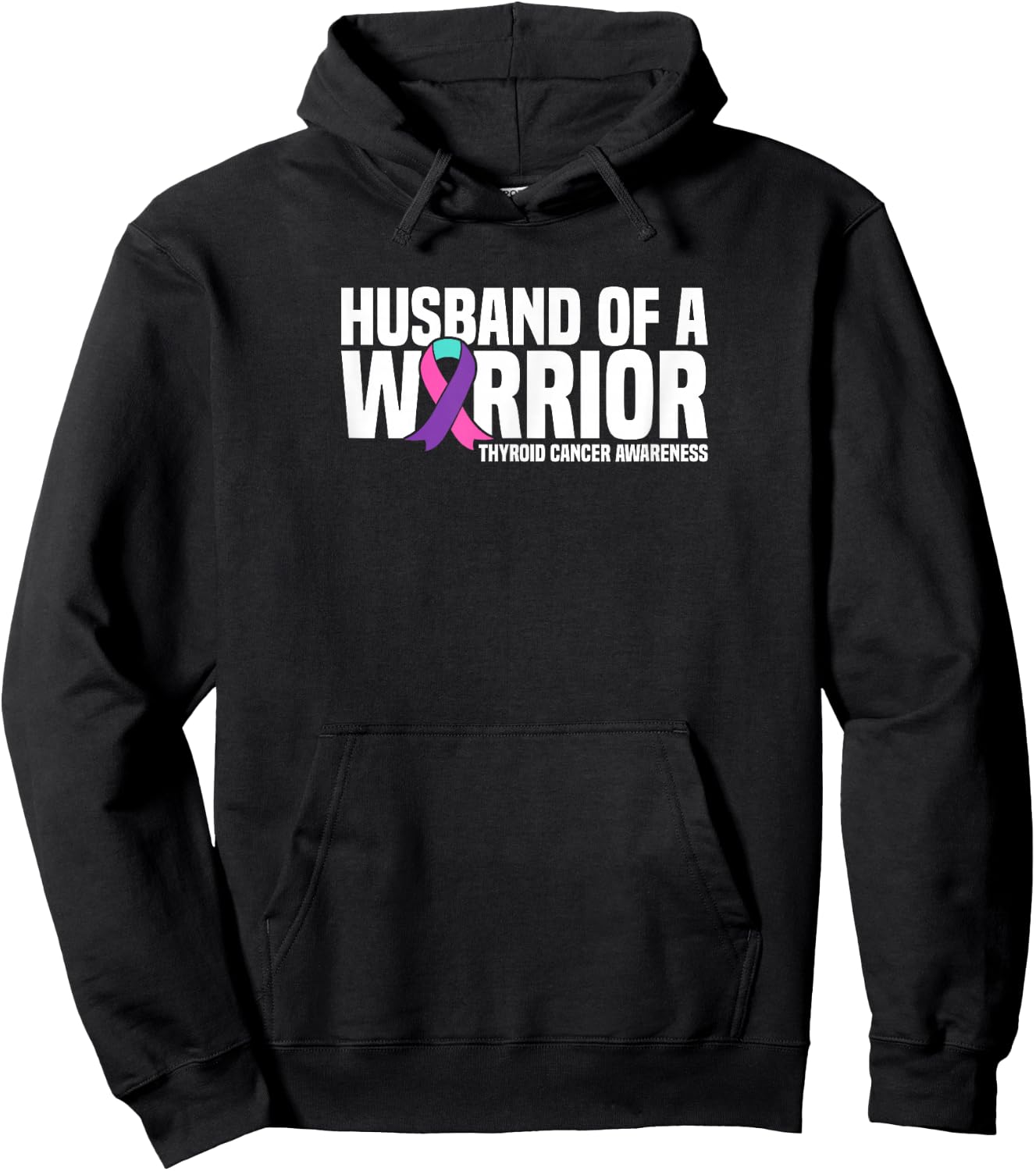 Husband of a Warrior Purple Ribbon Thyroid Cancer Awareness Hoodie - Hoodie | Black