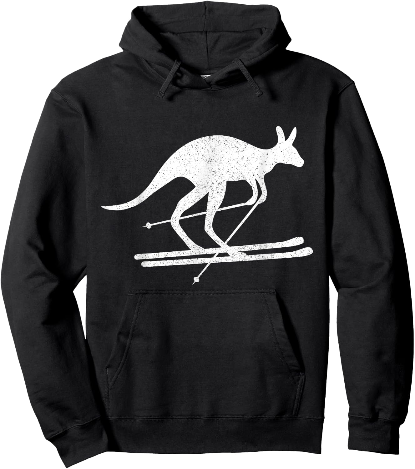Kangaroo Skiing Fun Winter Sports Australia Travel Gift Hoodie - Hoodie | Black