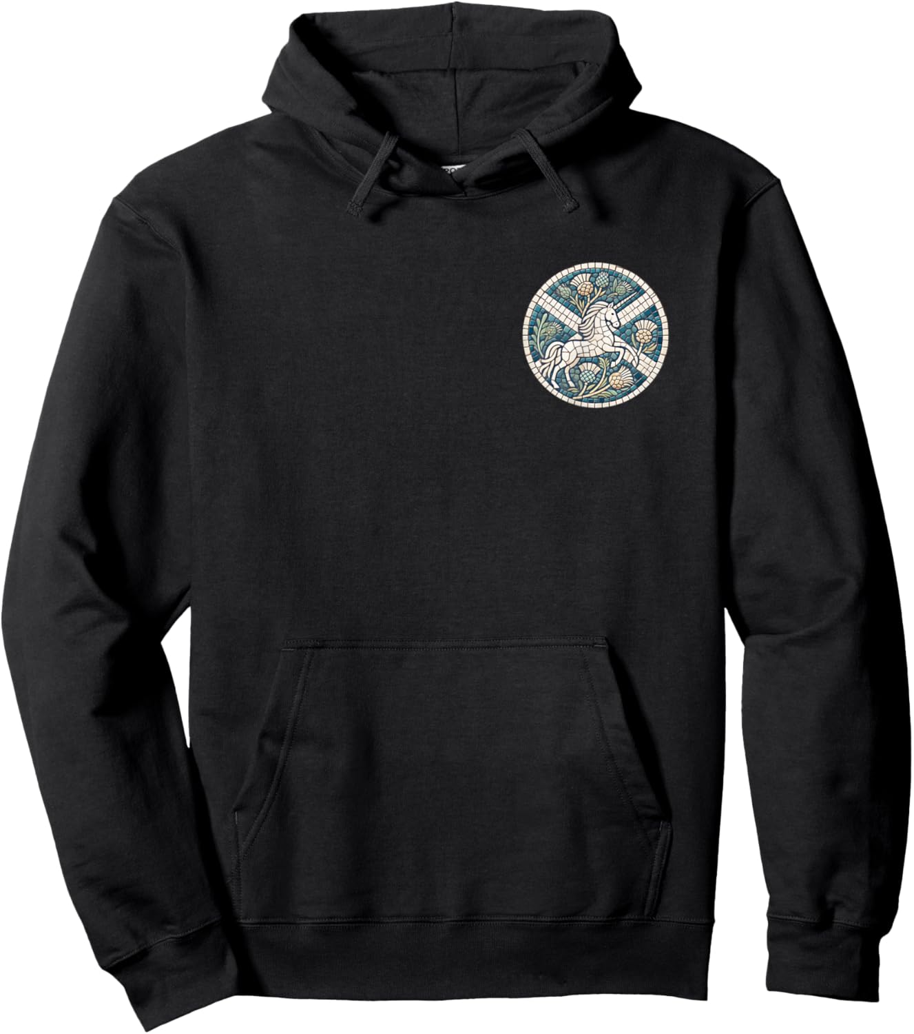 Scottish Unicorn w Thistles and Saltire - Proud Scotland Hoodie - Hoodie | Black