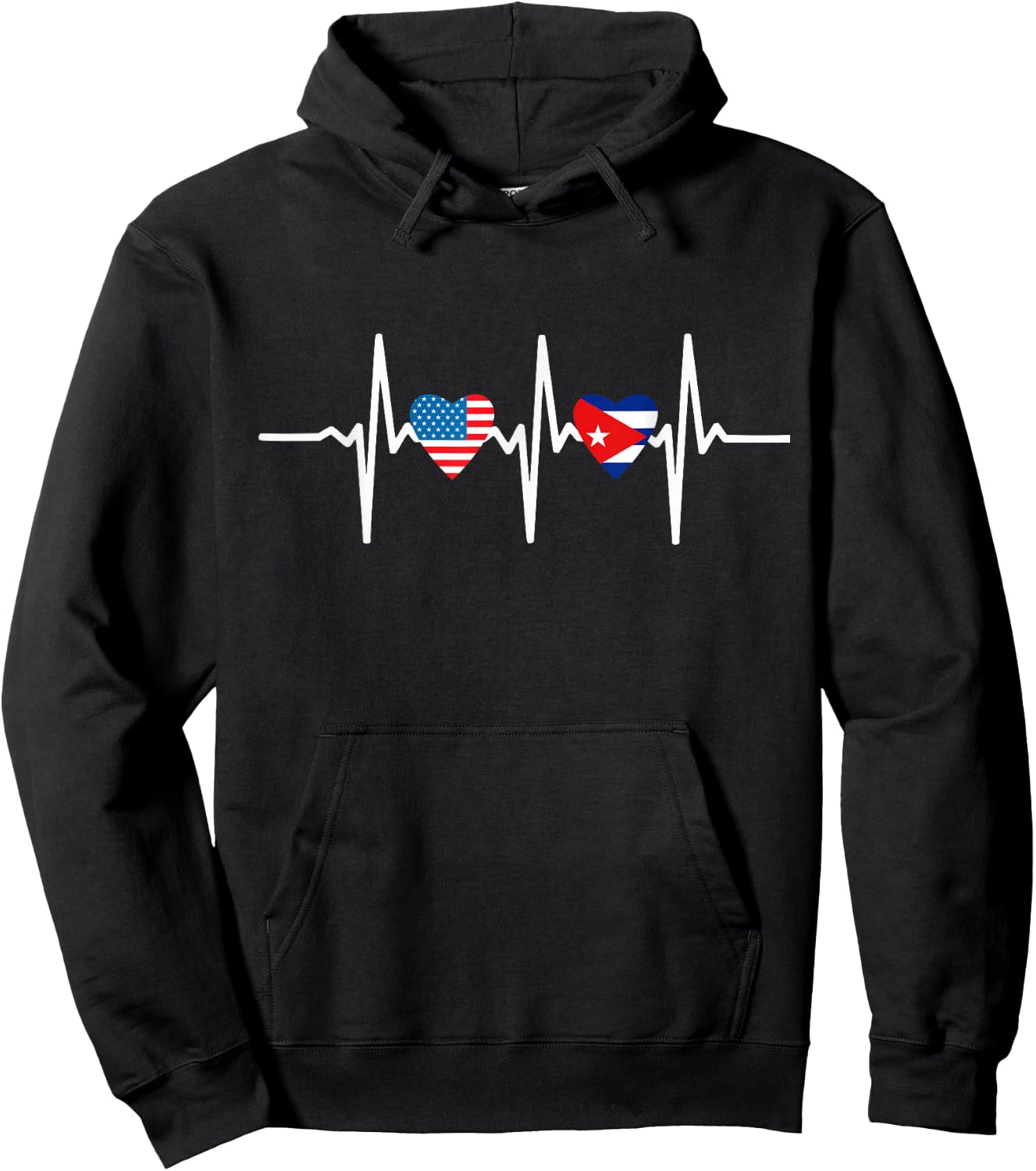 Half Cuban And American America Cuba Usa Flag Heart Love Hoodie - Hoodie | Black