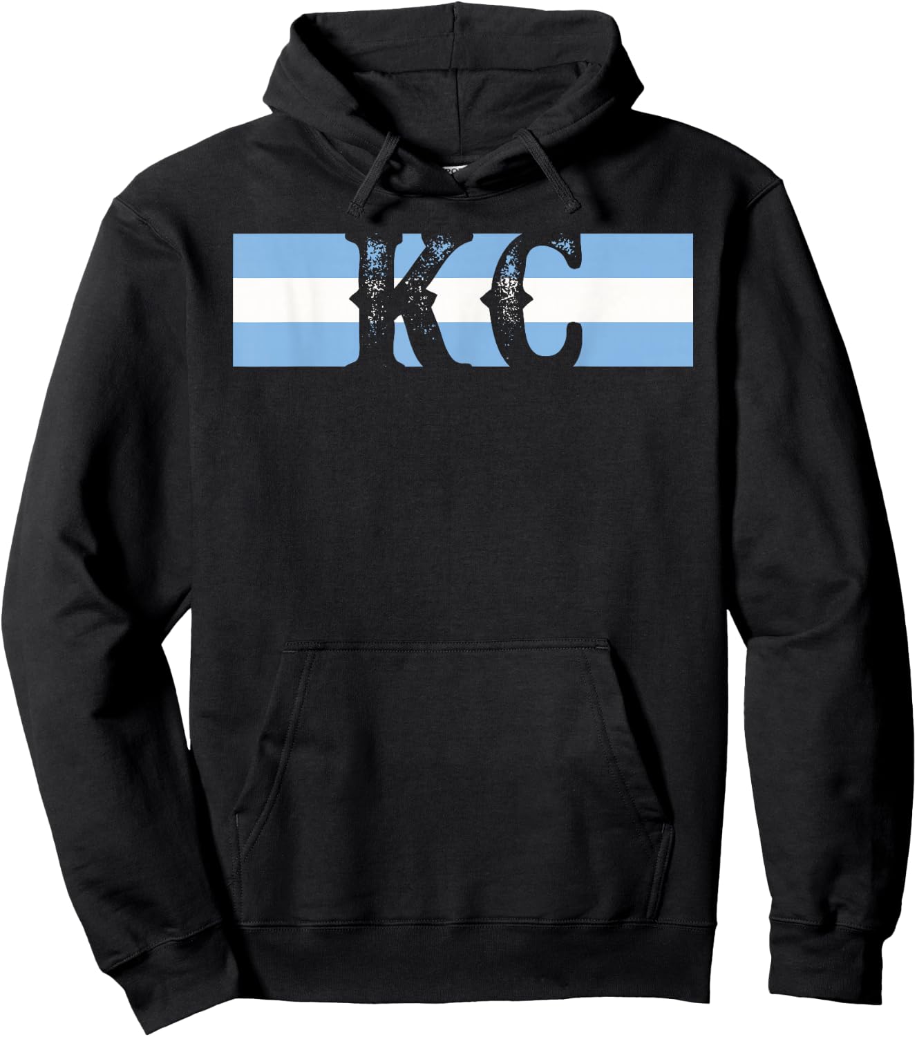 Retro Vintage Blue Stripes KC Kansas City Hoodie - Hoodie | Black