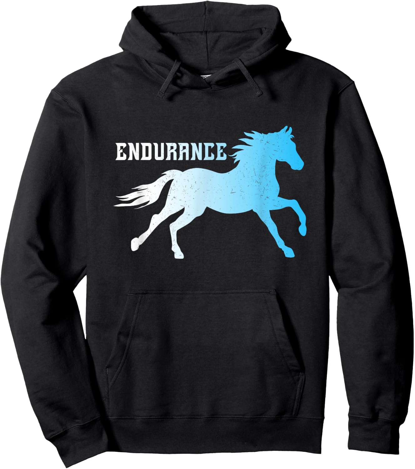 Retro, Endurance, Running Horse Hoodie - Hoodie | Black