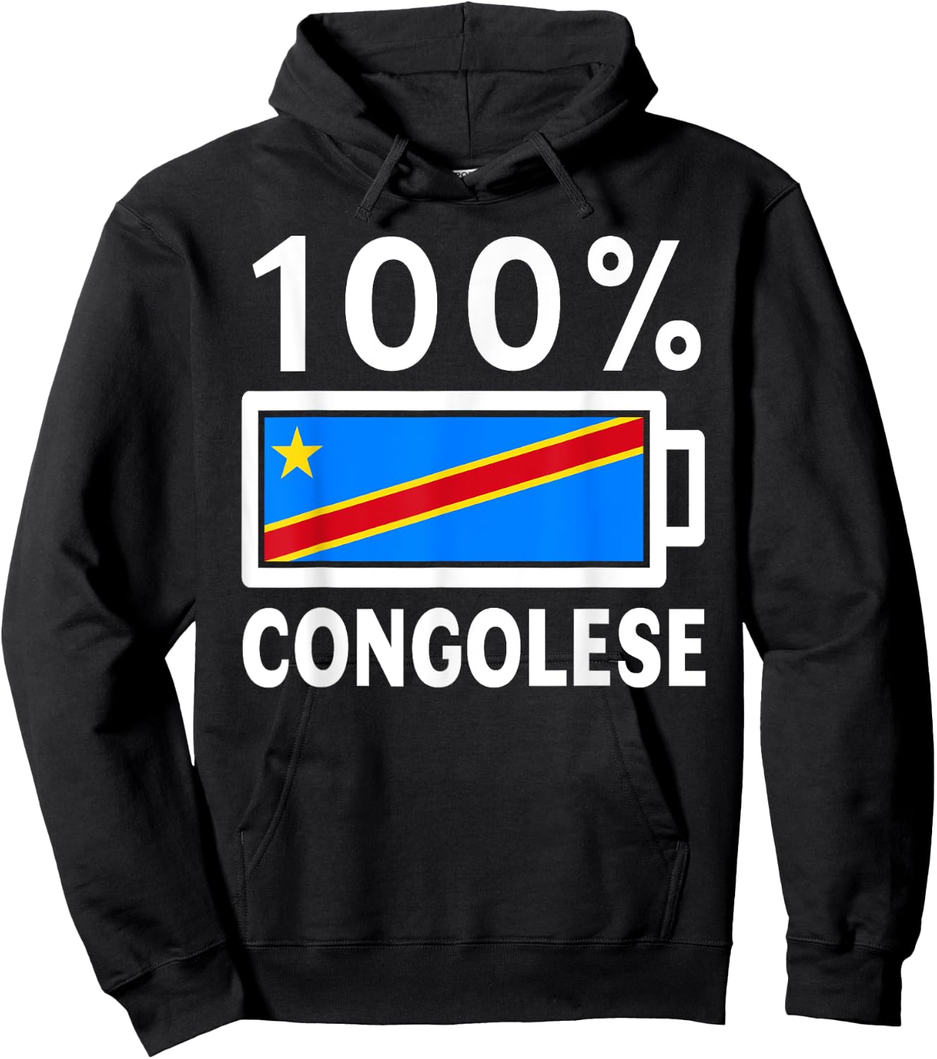 Congo Republic Flag | 100% Congolese Battery Power Hoodie - Hoodie | Black