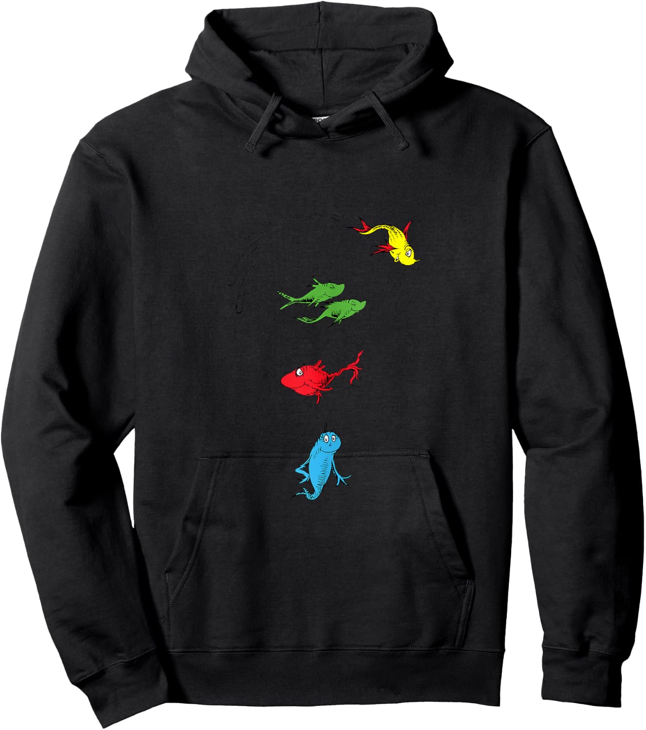 Dr. Seuss One Fish Two Fish Red Fish Blue Fish Hoodie - Hoodie | Black