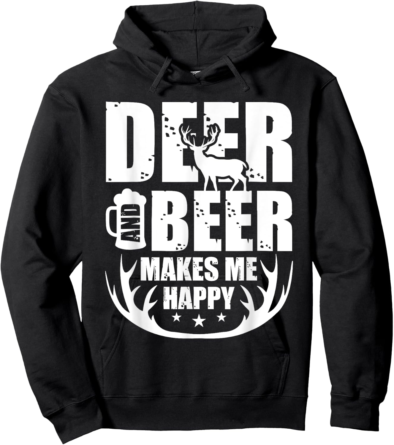 Deer And Beer Makes Me Happy Hunting Gifts Funny Hunting Hoodie - Hoodie | Black
