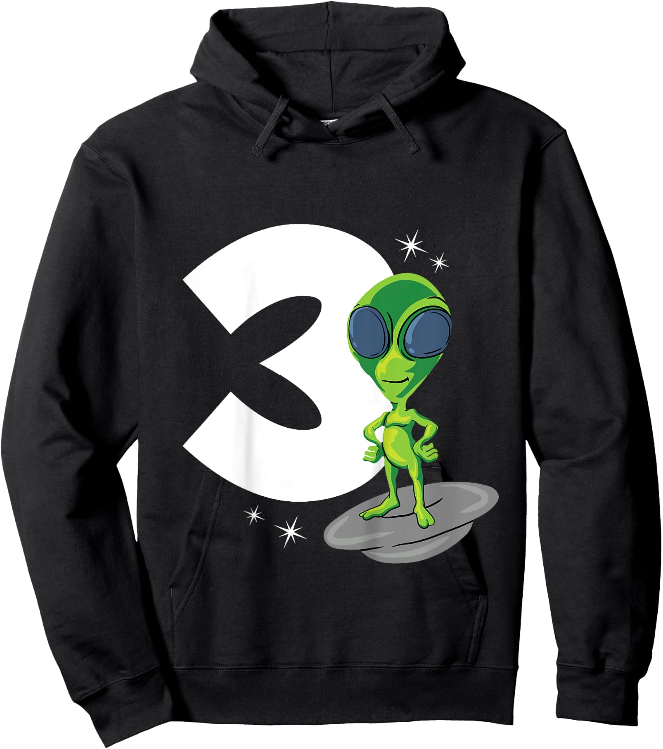 Kids 3 Years Old Boy Alien 3rd Birthday Hoodie - Hoodie | Black