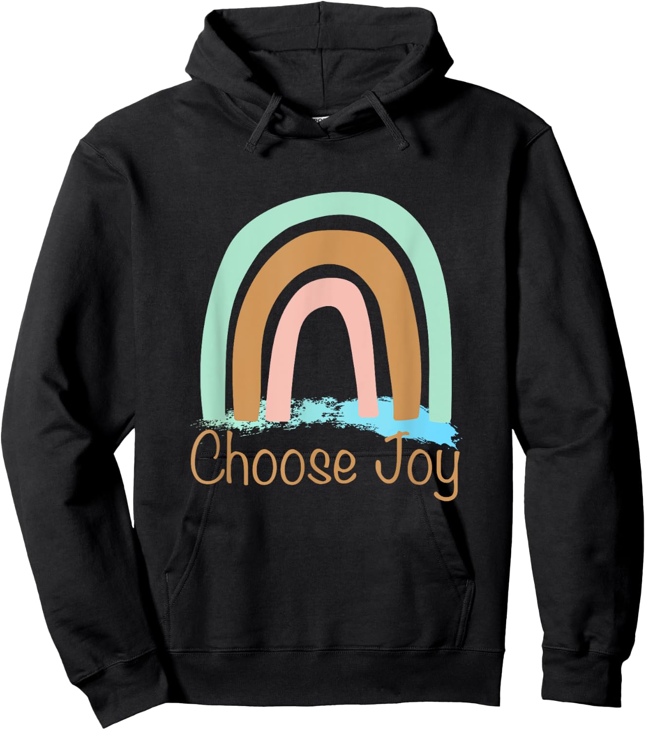Choose Joy Cute Rainbow Graphic Inspiration Hoodie - Hoodie | Black