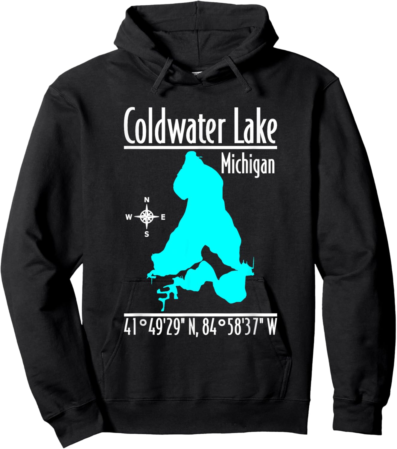 Modern Coldwater Lake - Michigan Hoodie - Hoodie | Black