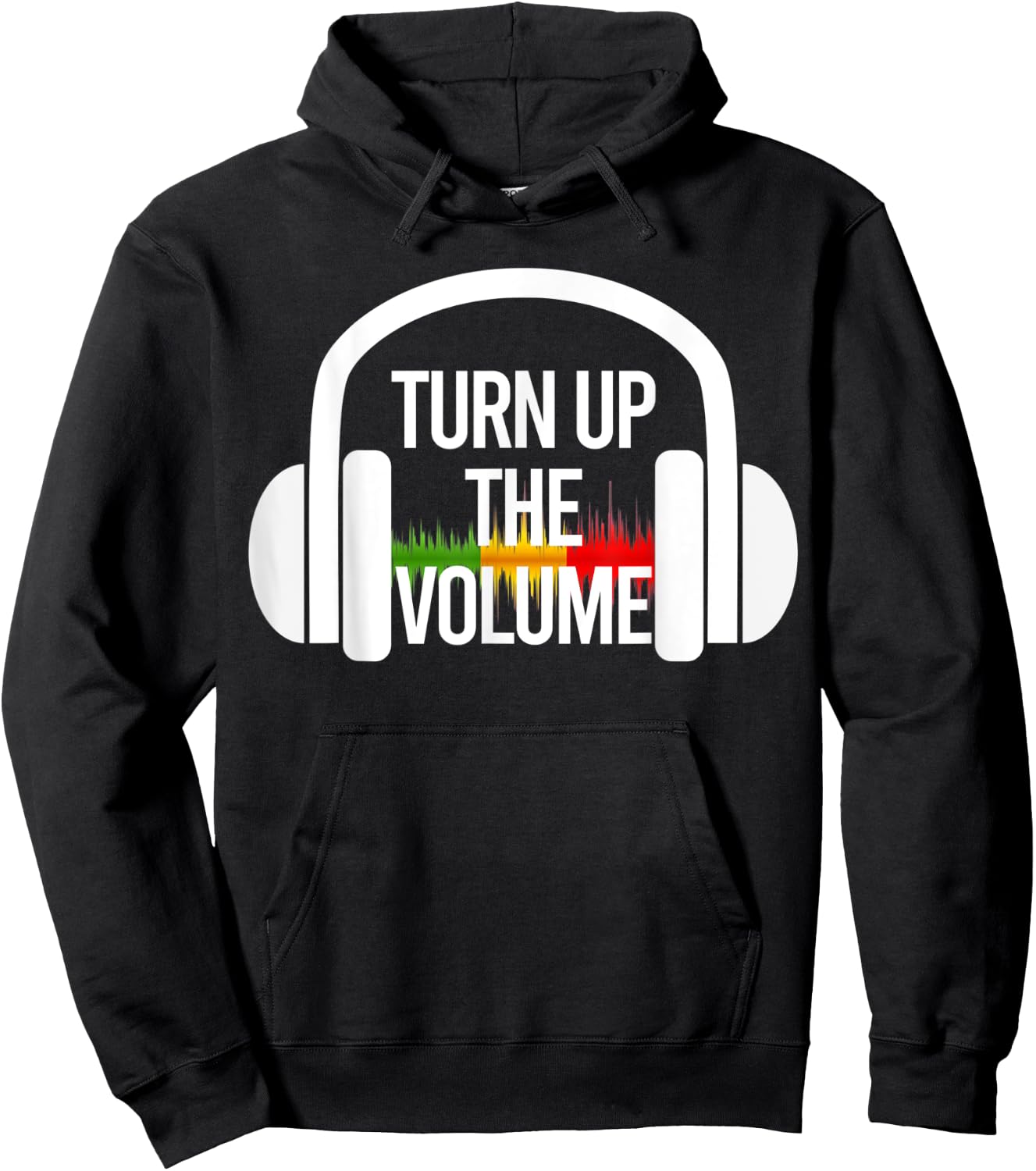 Turn Up The Volume Music Headphones Hoodie - Hoodie | Black