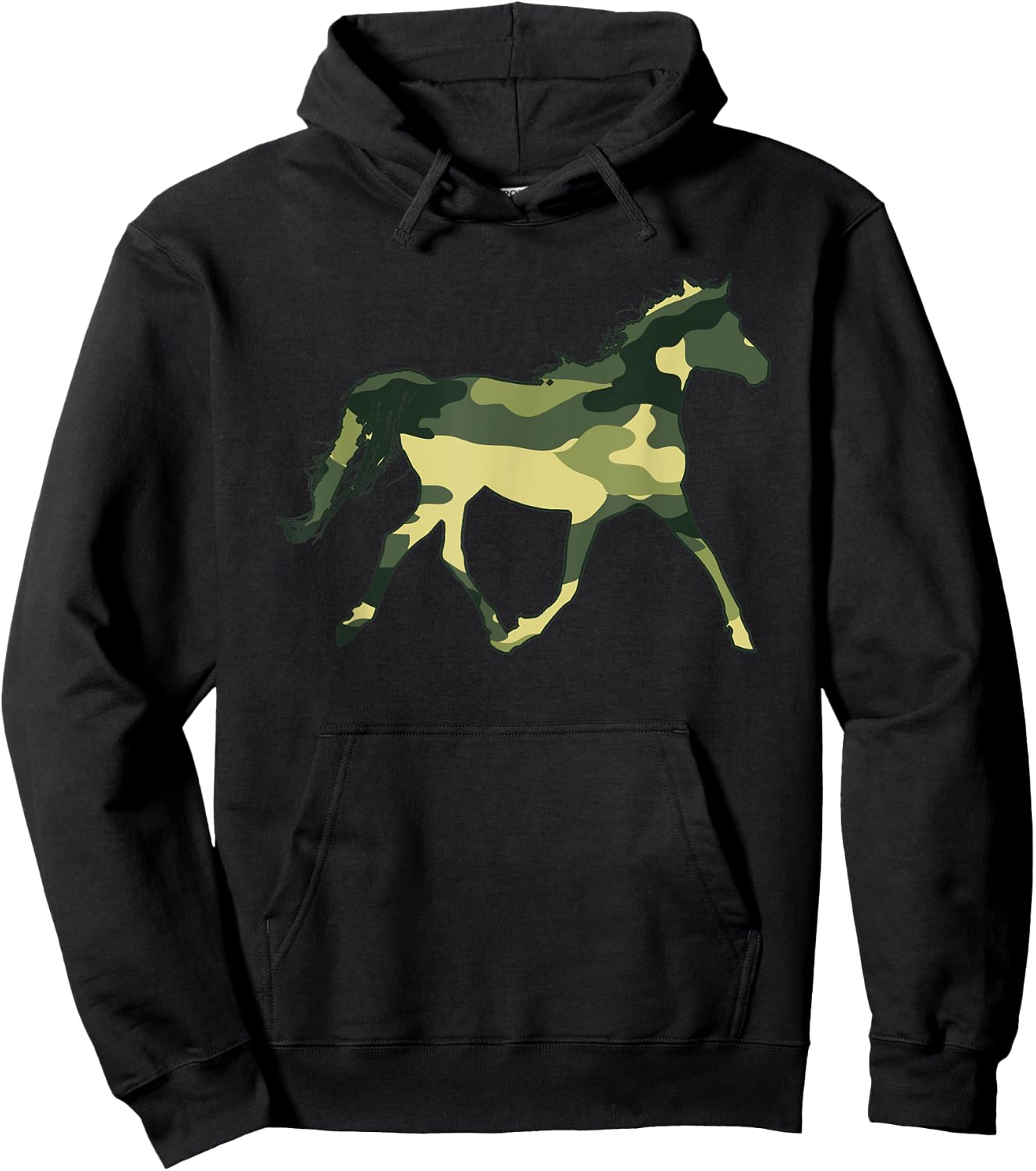 Military Horse Camo Men Print US Hare Mare Pony Veteran Gift Hoodie - Hoodie | Black