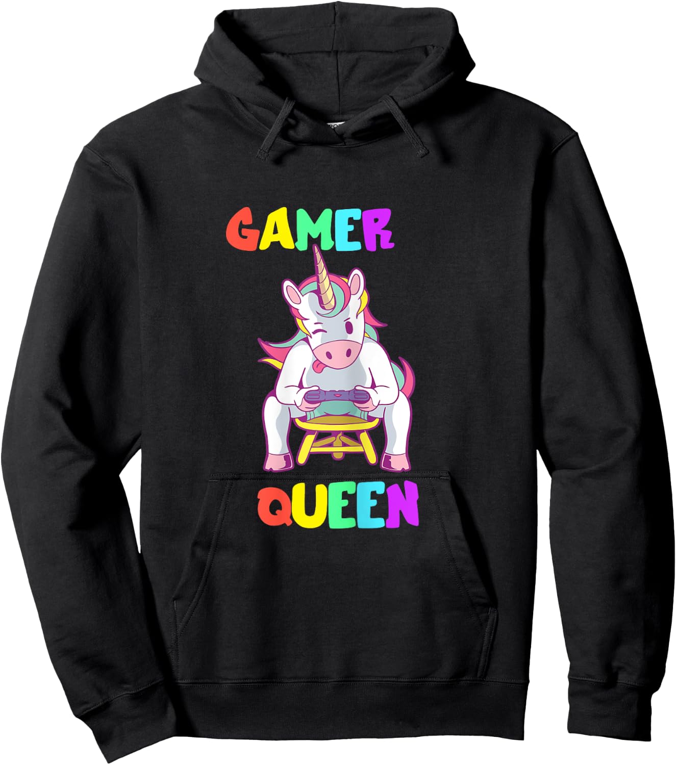 Gamer Queen Gamer Queen Unicorn Gamer Cute Gaming Hoodie - Hoodie | Black
