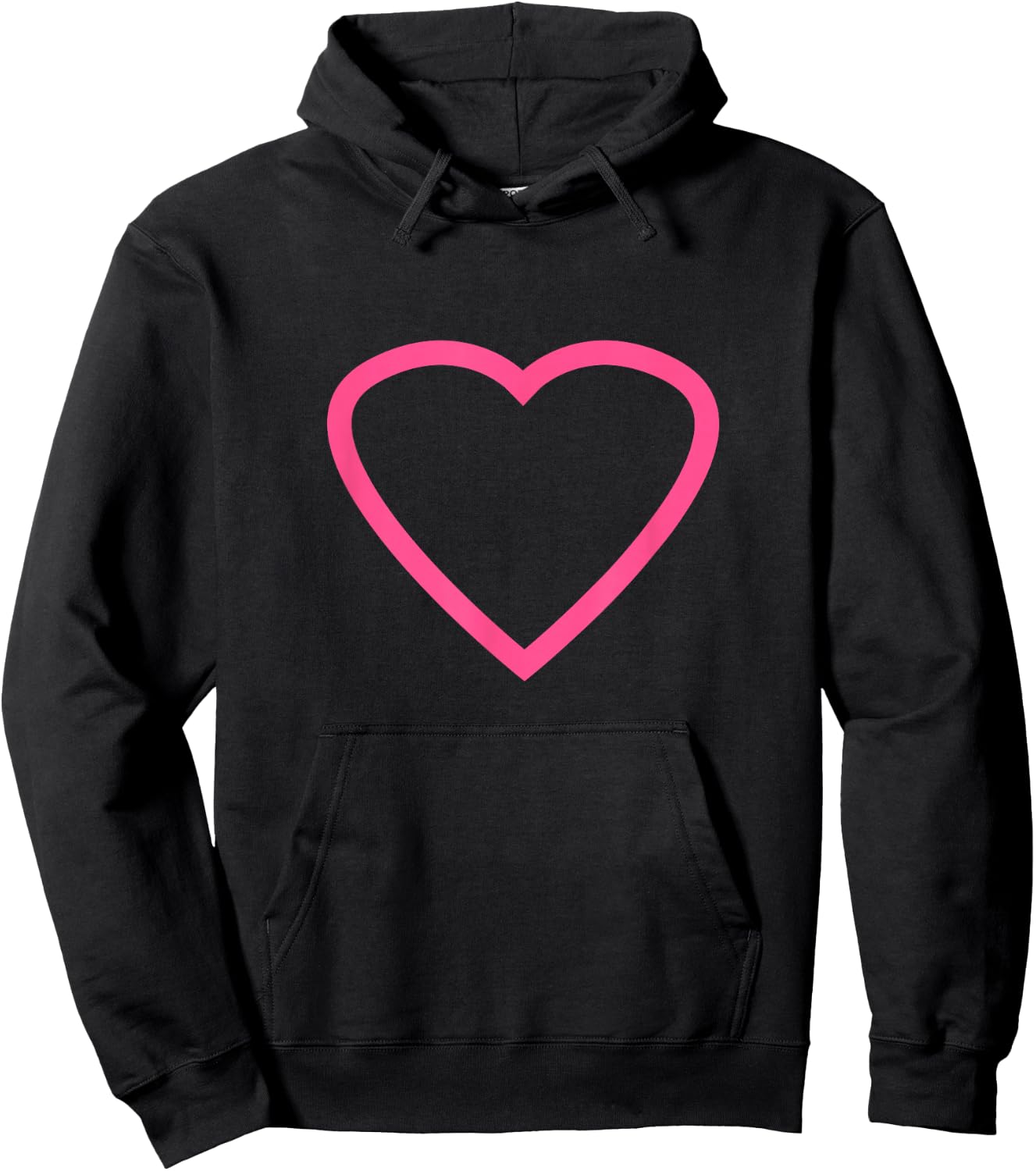 Big Pink Heart On Black Cute Love Minimal Outline Gift Hoodie - Hoodie | Black
