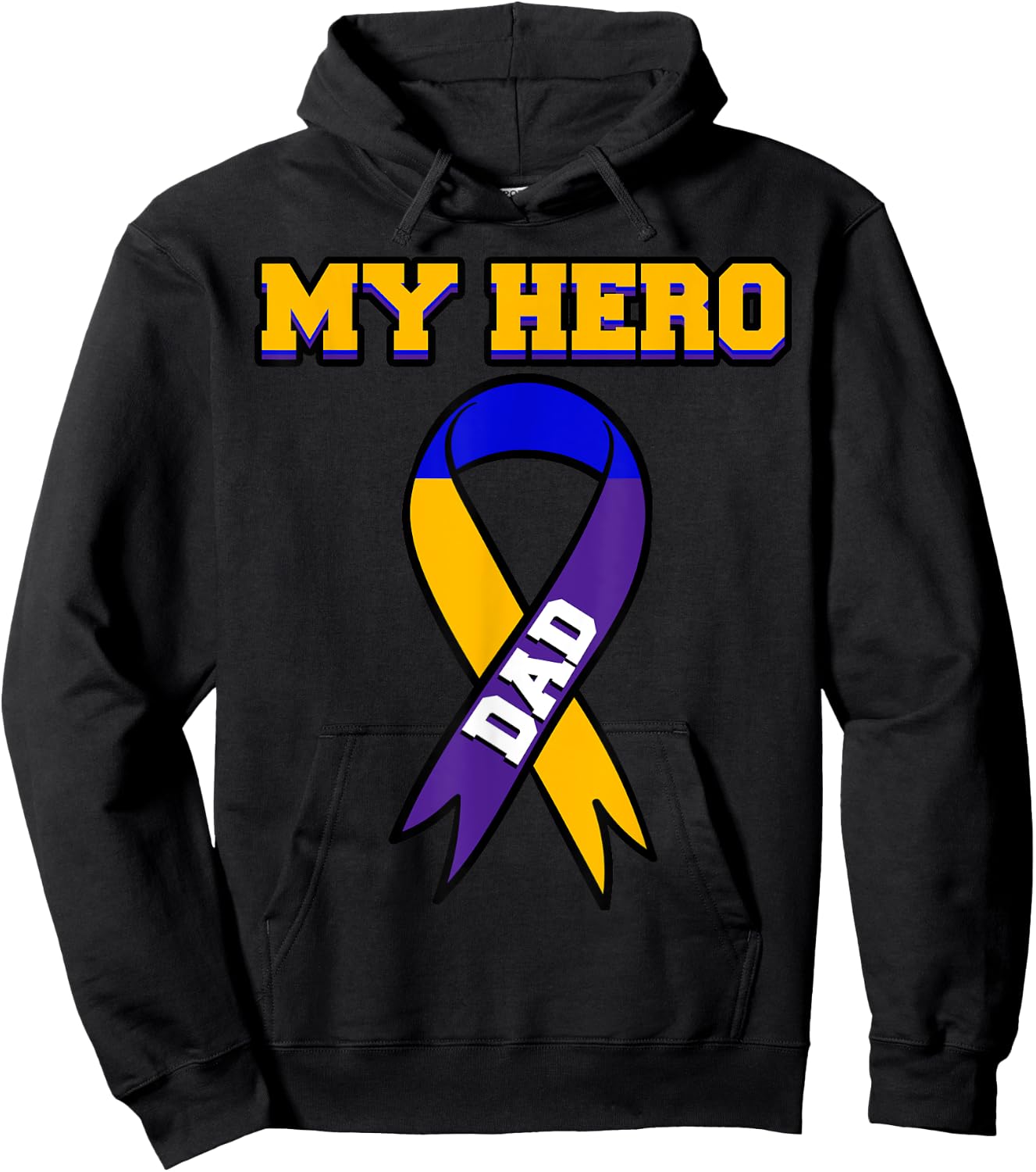 My Hero Dad Bladder Cancer Purple Blue Yellow Urologist Gift Hoodie - Hoodie | Black