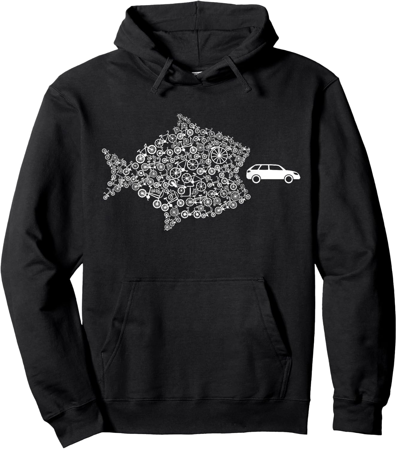 Street Trek Bicycle Fish Eats Car Climate Cycling Jersey Hoodie - Hoodie | Black