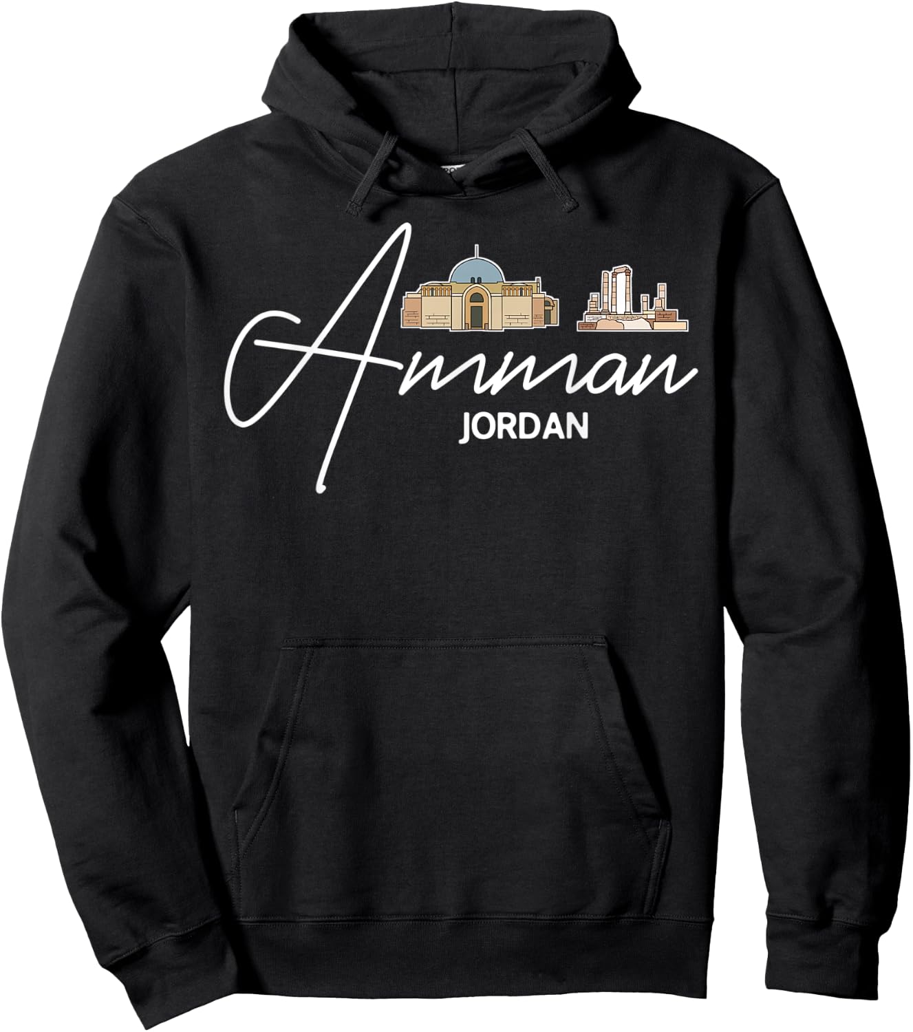 Amman Jordan City Skyline Map Travel Hoodie - Hoodie | Black
