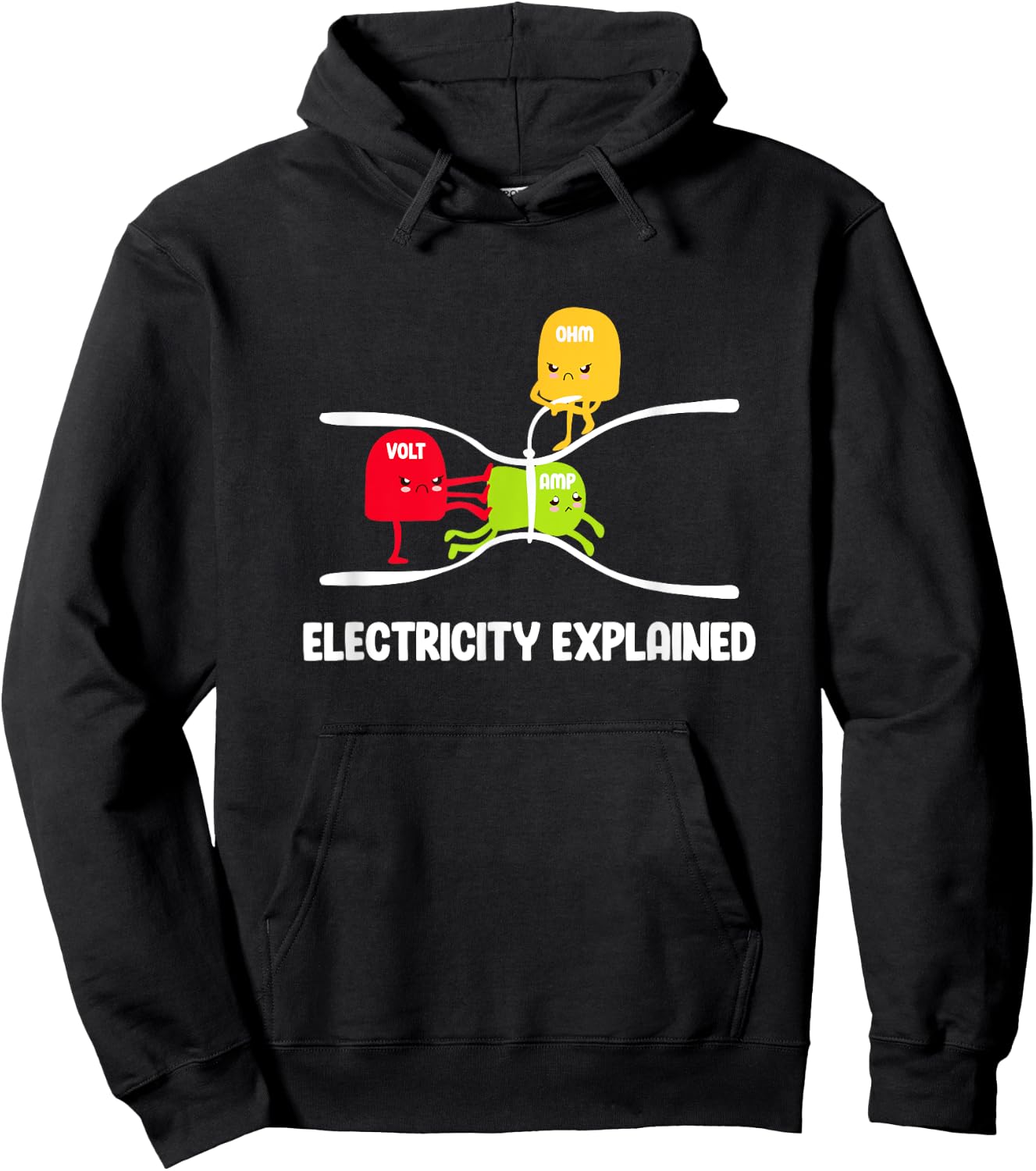 Electricity Explained Volt Ohm Amp Funny Electrician Hoodie - Hoodie | Black