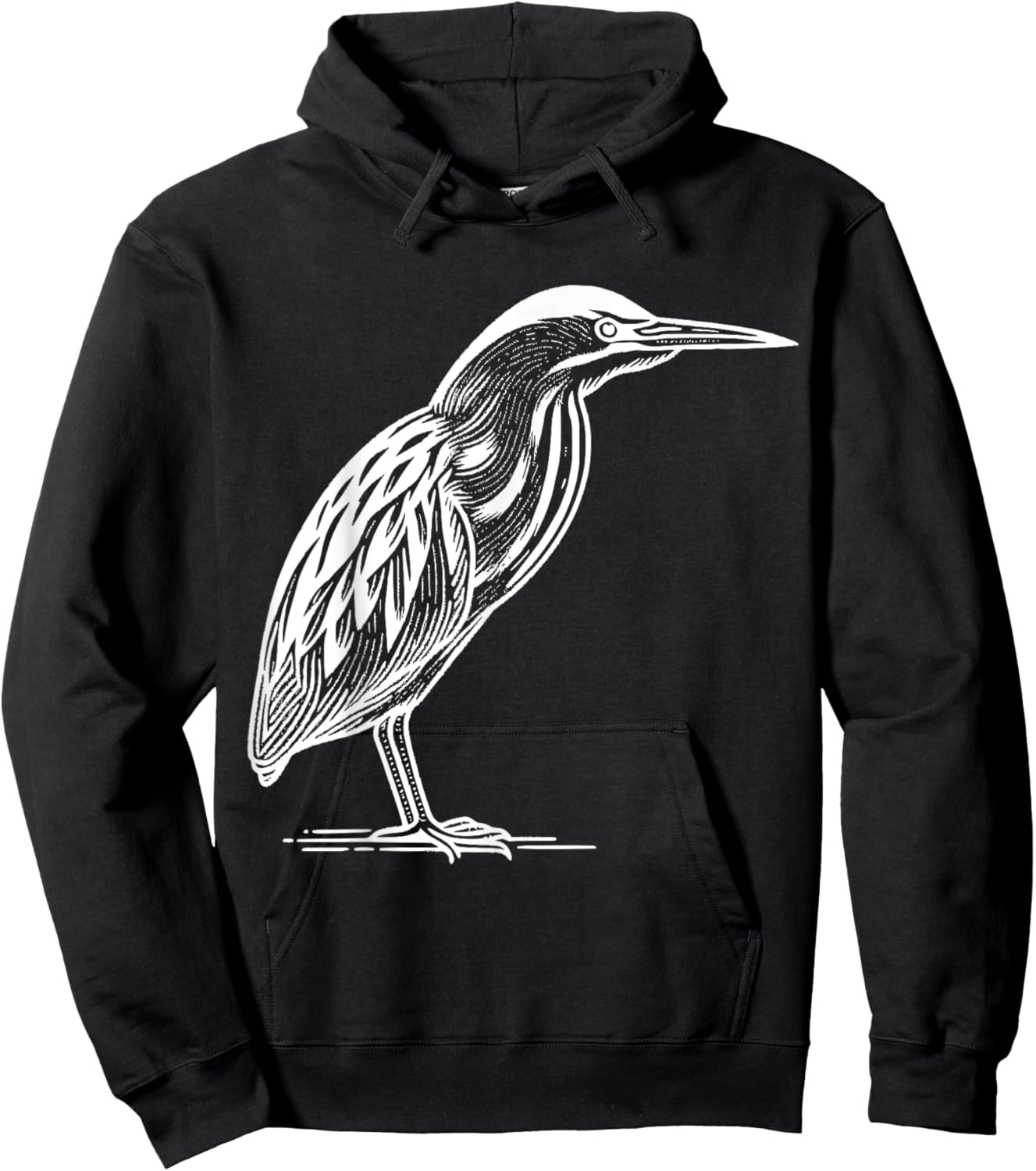 Line Art Bird & Ornithologist American Bittern Hoodie - Hoodie | Black
