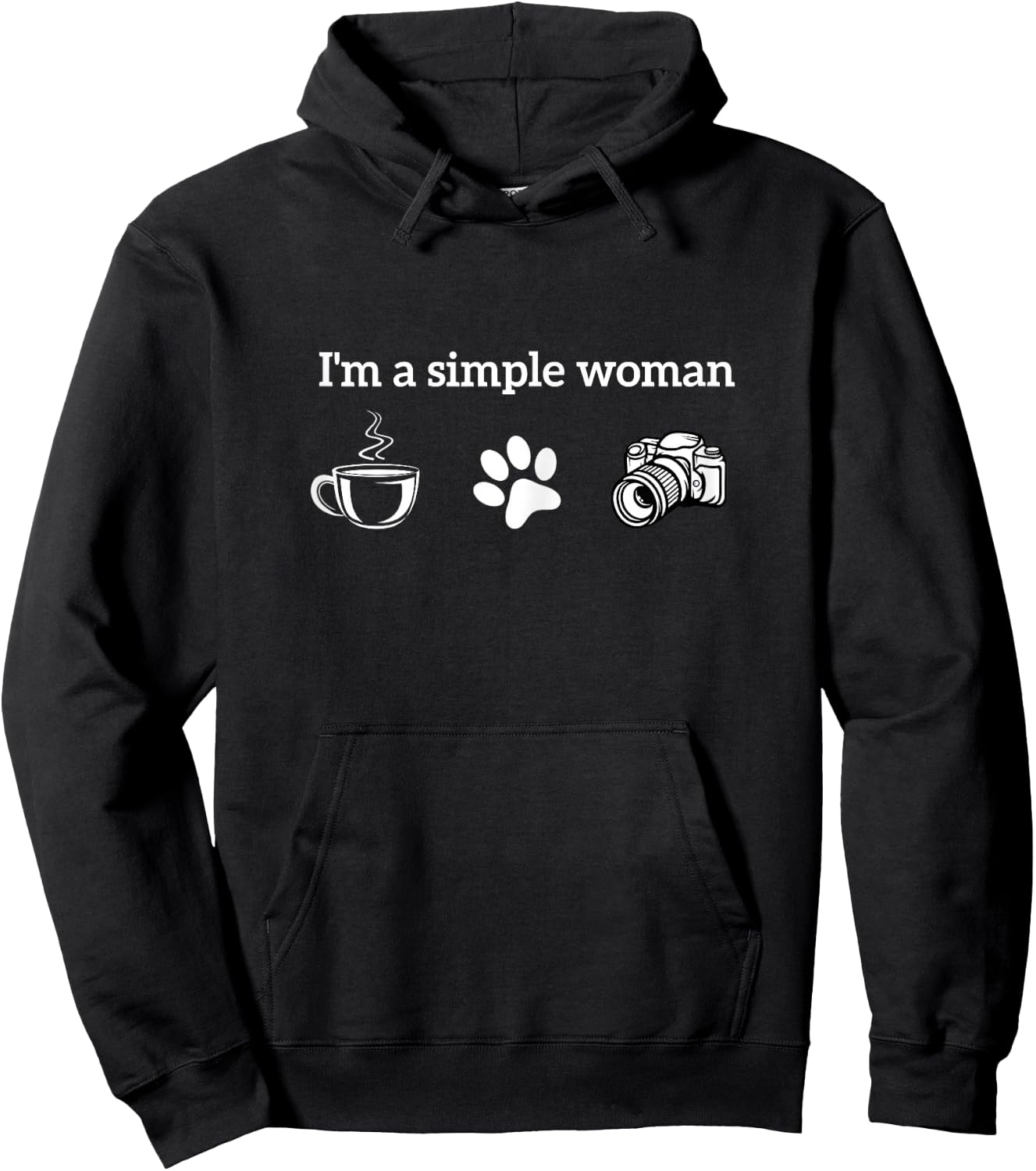 I'm A Simple Woman Loves Coffee Dog and Photography Camera Hoodie - Hoodie | Black