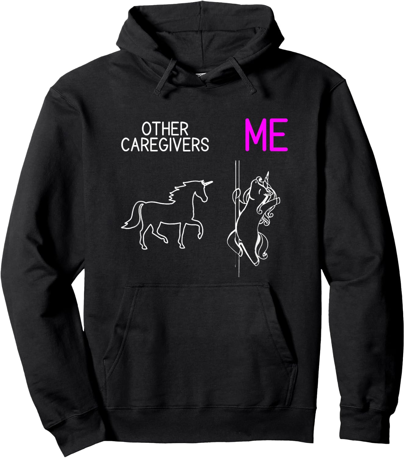 Funny Caregiver Unicorn Dancing Family Caregiver Thank You Hoodie - Hoodie | Black