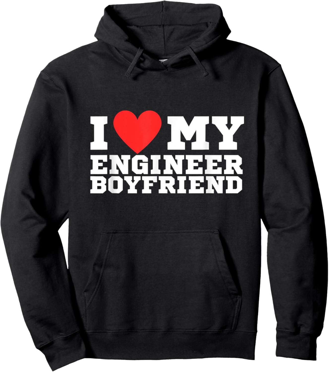 I love my engineer boyfriend | y2k | red heart | love Hoodie - Hoodie | Black
