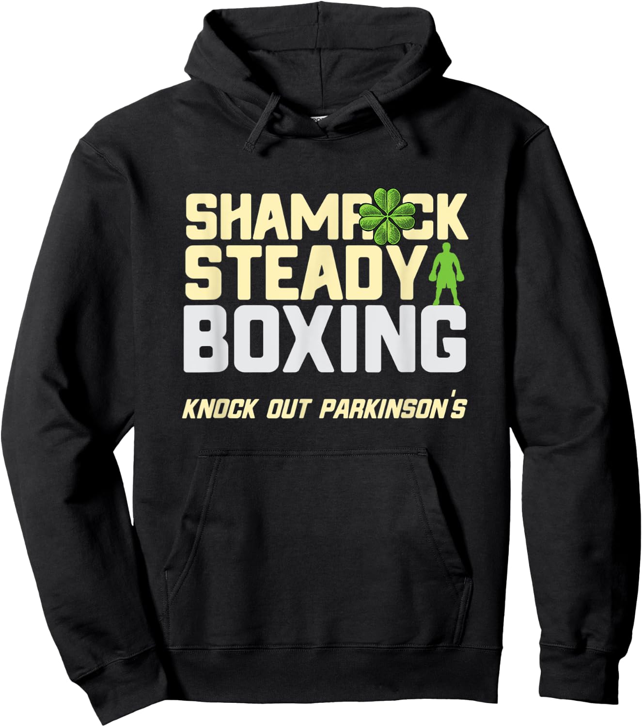 Shamrock Rock Steady Boxing Parkinson's Irish St. Patrick's Hoodie - Hoodie | Black