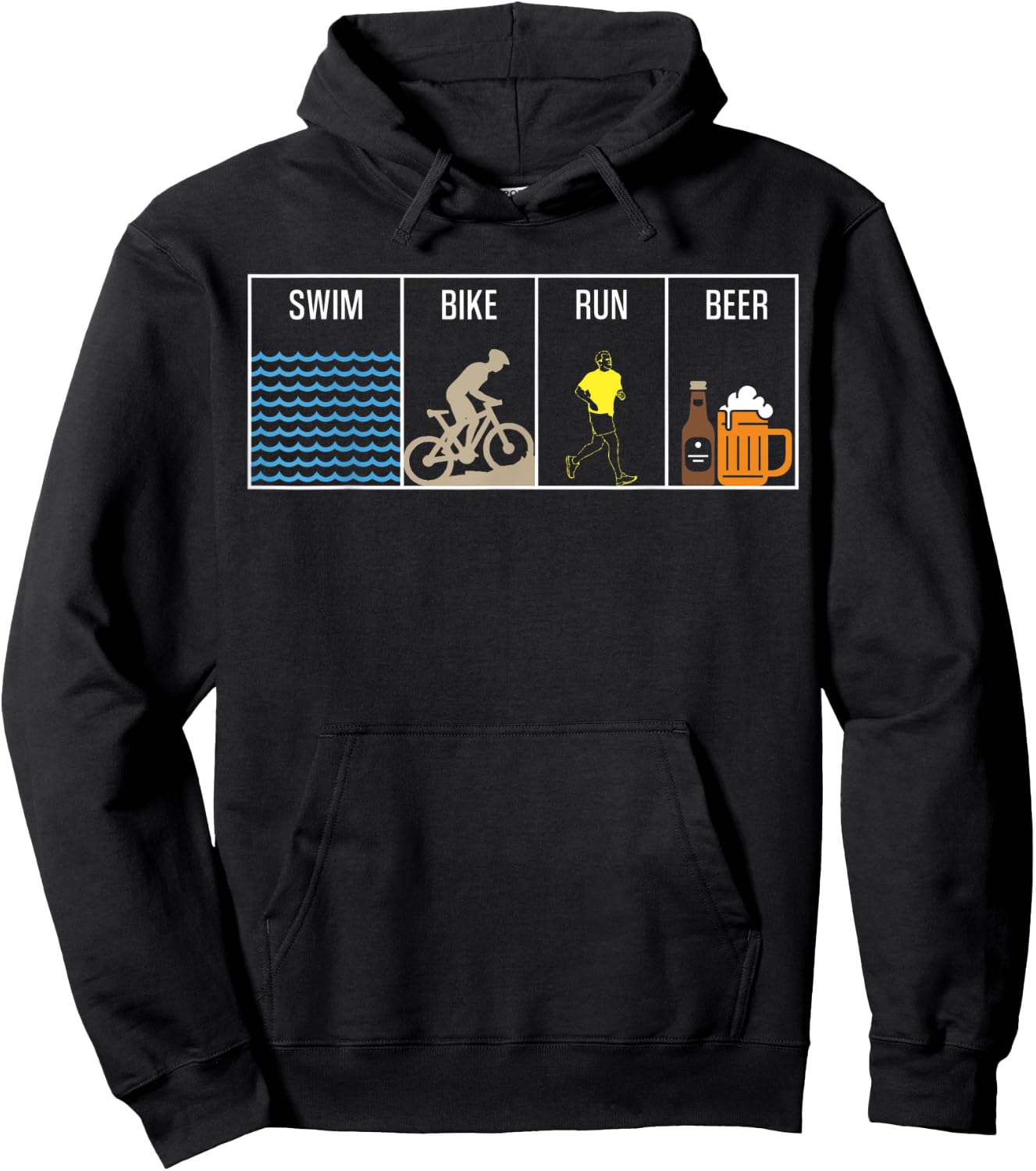 Swim Bike Run Beer Hoodie - Hoodie | Black