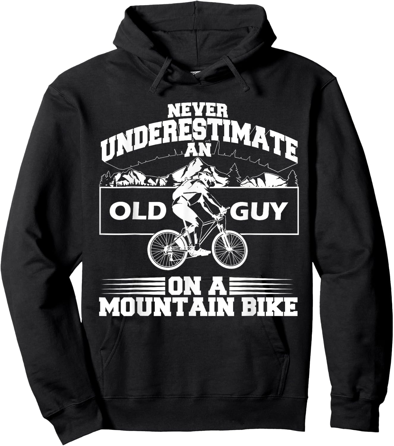 Funny Old Biker Mountain Bike Gift | Cute Bicycle Riders Men Hoodie - Hoodie | Black
