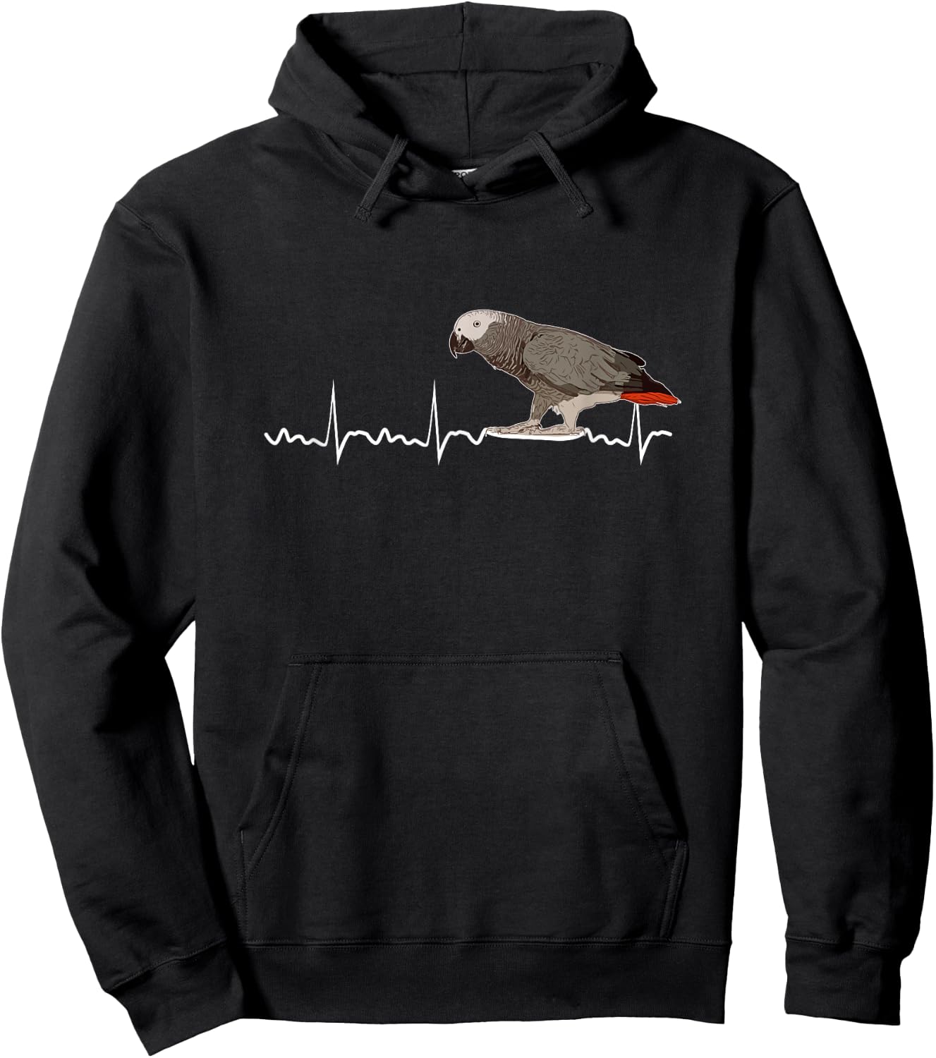 African Grey Parrot Heartbeat Parrot Bird Macaw Hoodie - Hoodie | Black