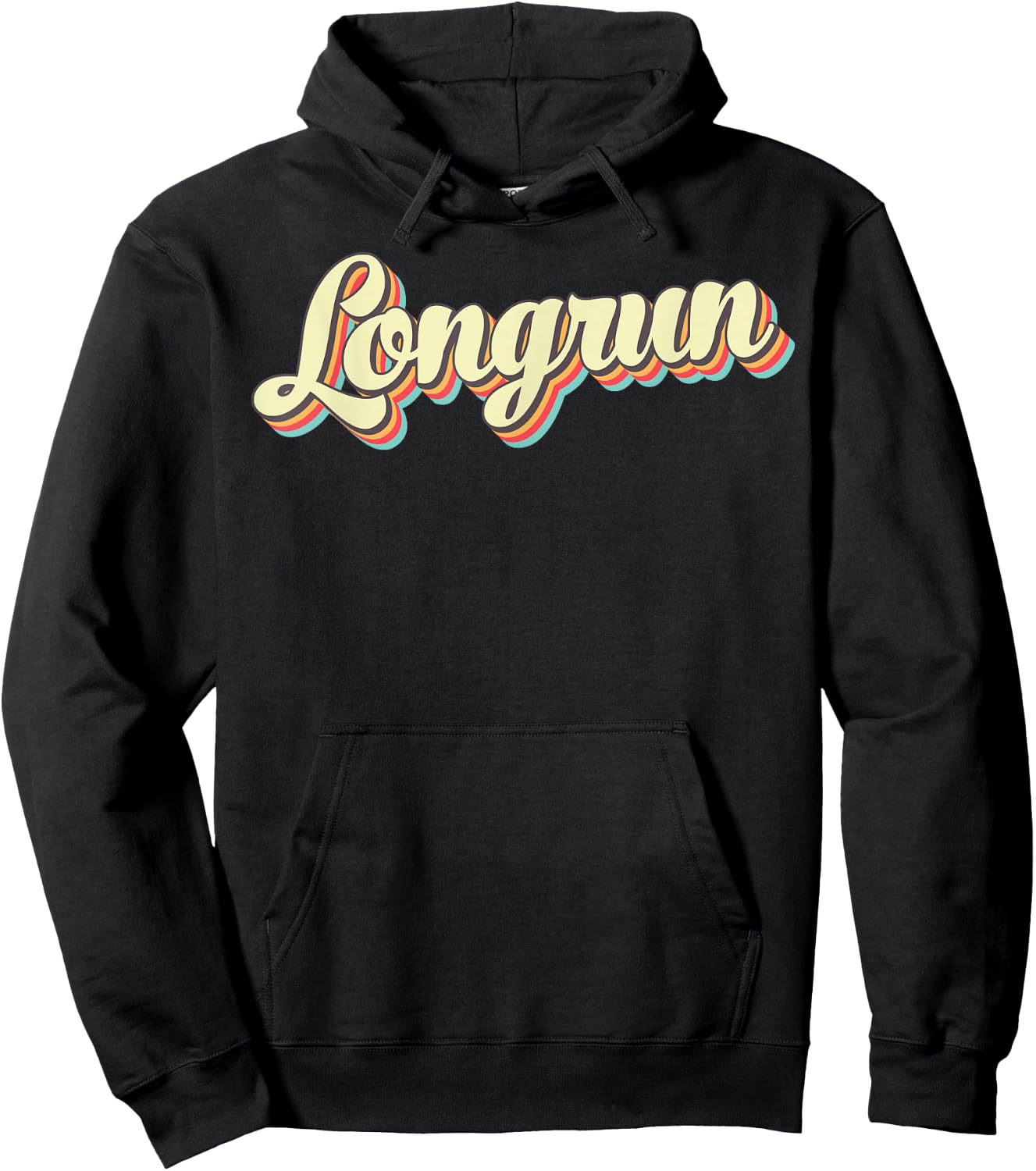 Longrun Retro Art Baseball Font Vintage Hoodie - Hoodie | Black
