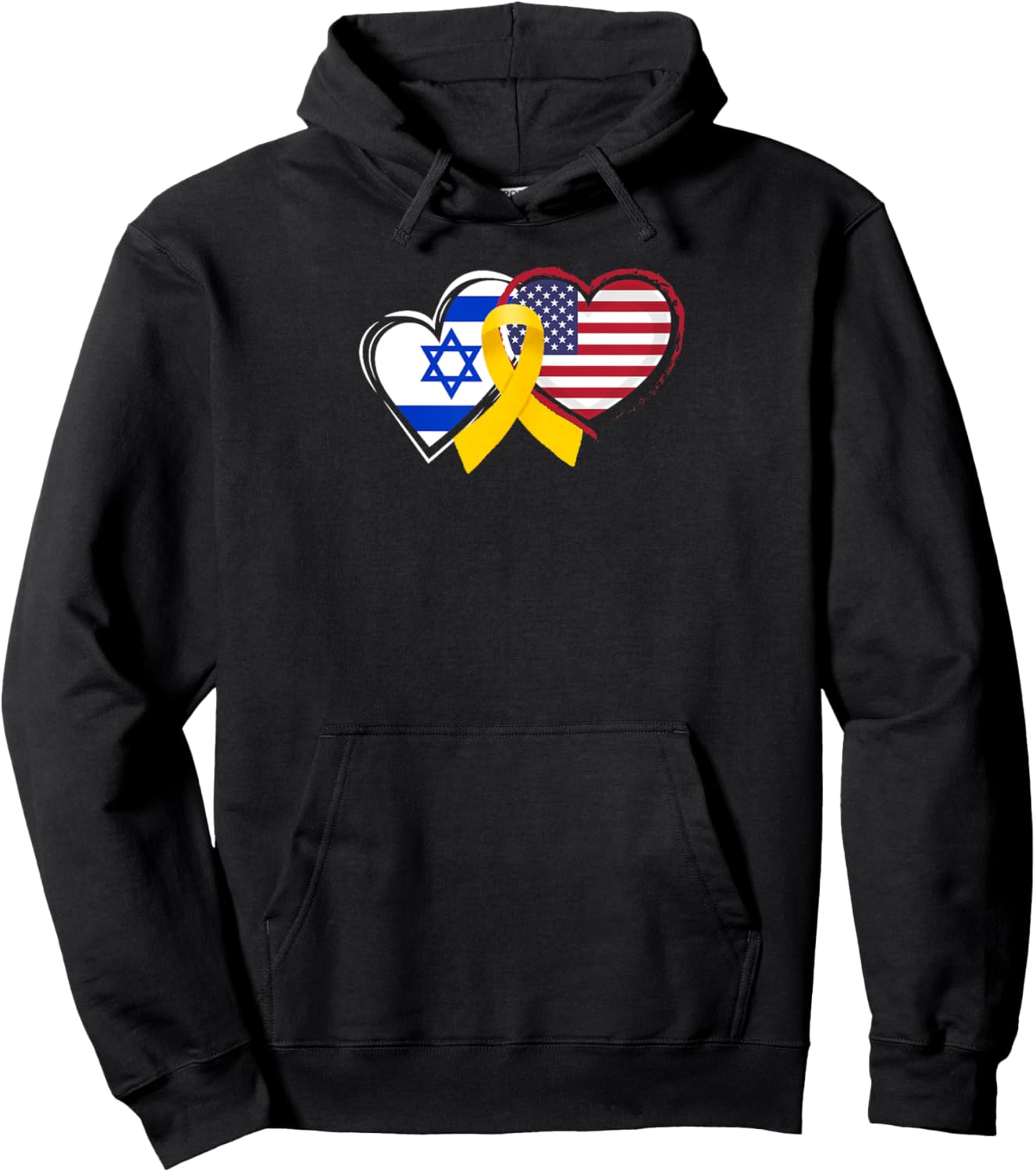 Yellow Ribbon for Israel and America Hoodie - Hoodie | Black