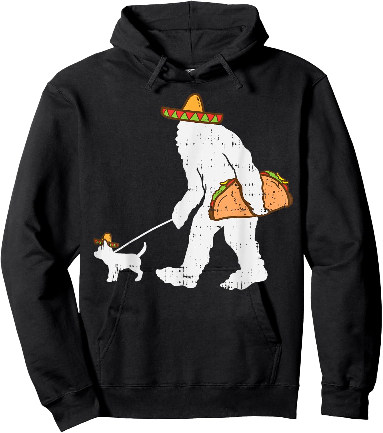 Bigfoot Sasquatch Taco Chihuahua Funny Cinco De Mayo Mexican Hoodie - Hoodie | Black