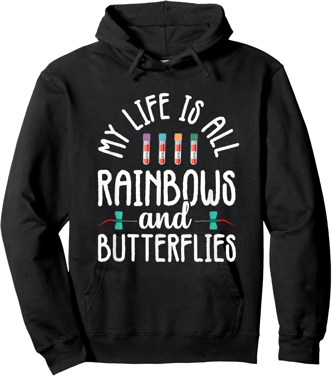 Rainbow Butterflies Phlebotomist Phlebotomy technician Nurse Hoodie - Hoodie | Black