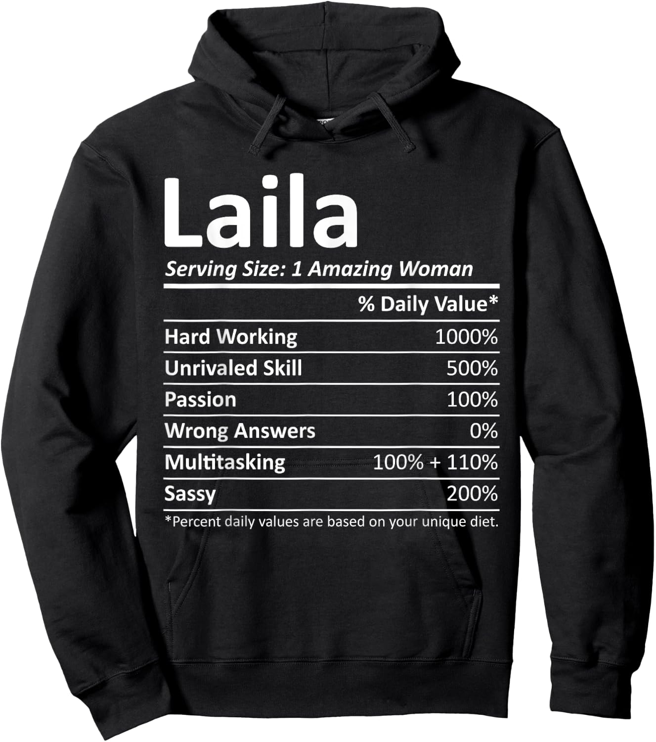 LAILA Nutrition Personalized Name Funny Christmas Gift Hoodie - Hoodie | Black