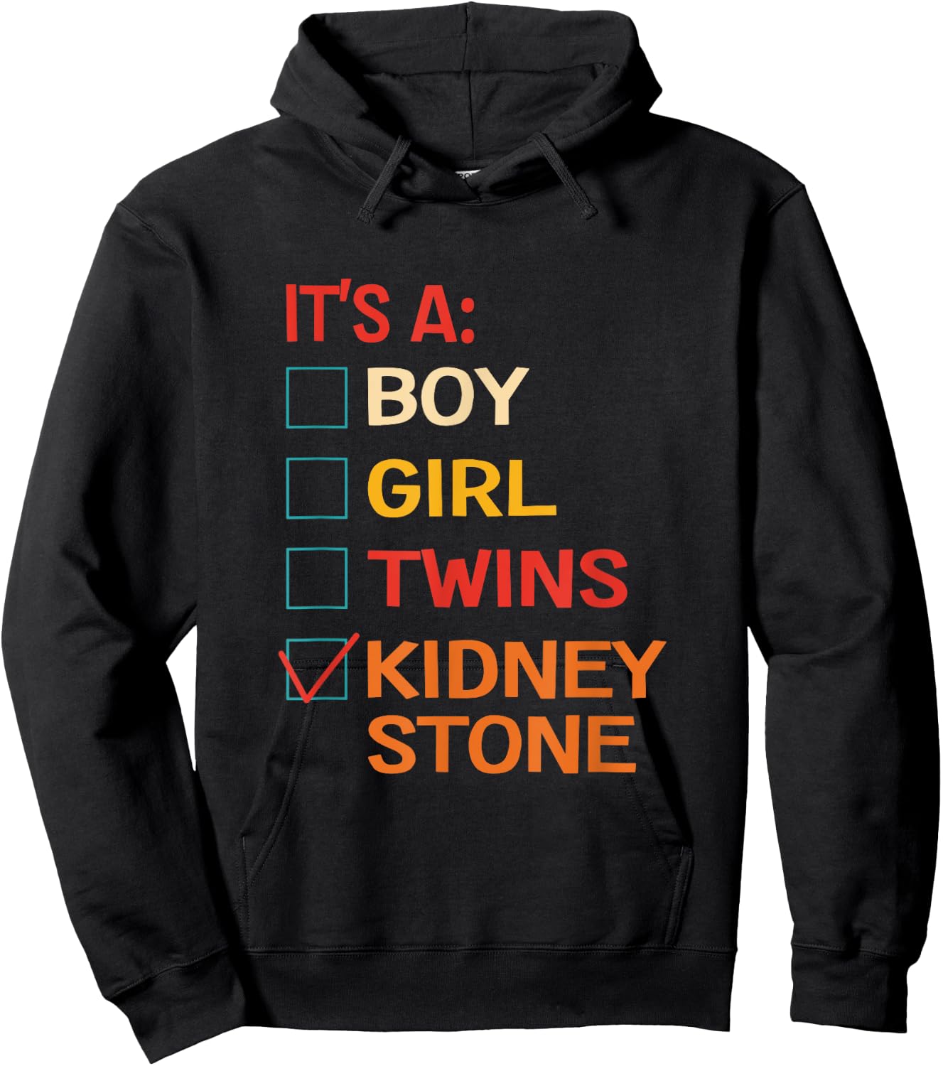 It's A Boy Girl Twins Kidney Stone Retro Vintage Hoodie - Hoodie | Black