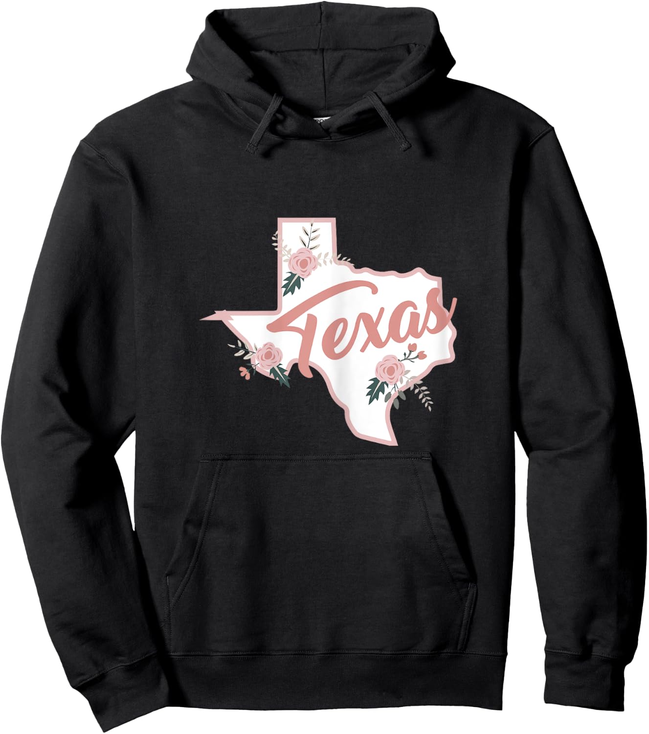 Cute Texas State Floral Rose Hoodie - Hoodie | Black