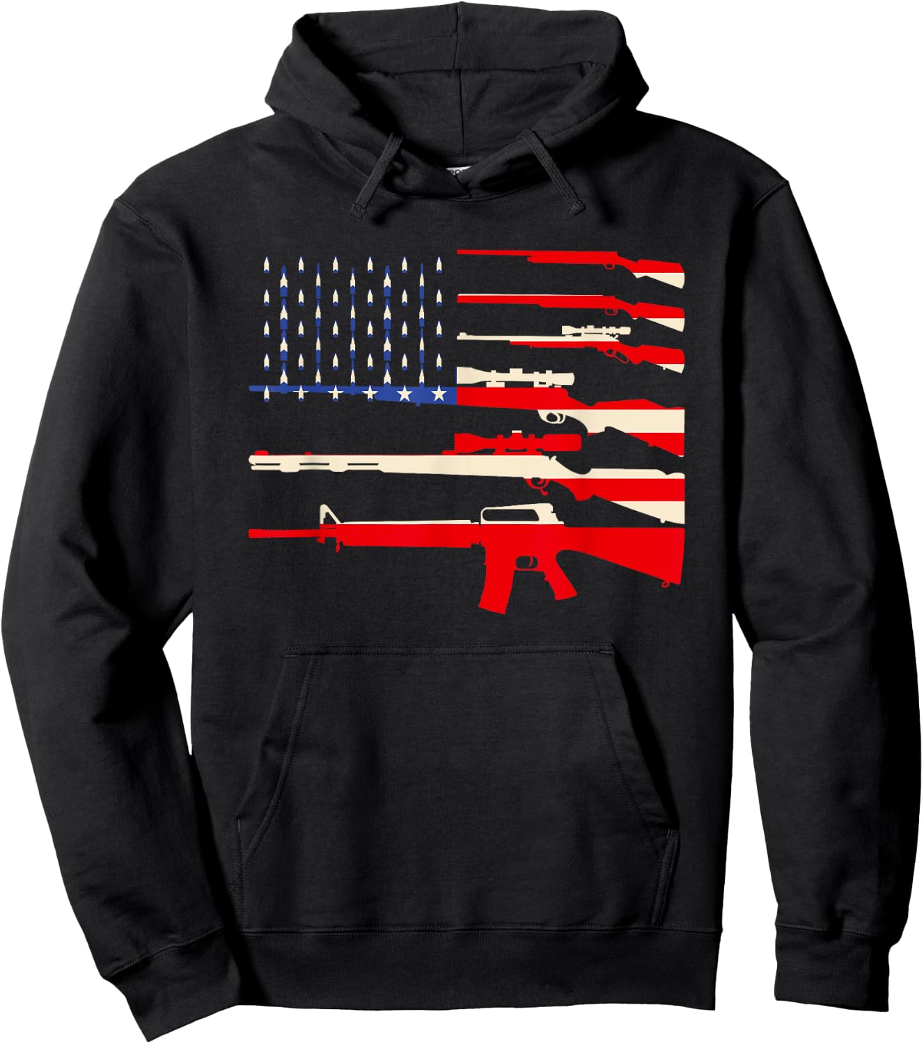 USA Flag Guns Weapon Rifles 2A Amendment 4th July Patriotic Hoodie - Hoodie | Black