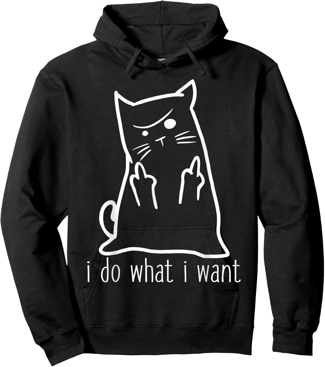 I Do What I Want Rude Kitty Flipping Bird Middle Finger Gift Hoodie - Hoodie | Black