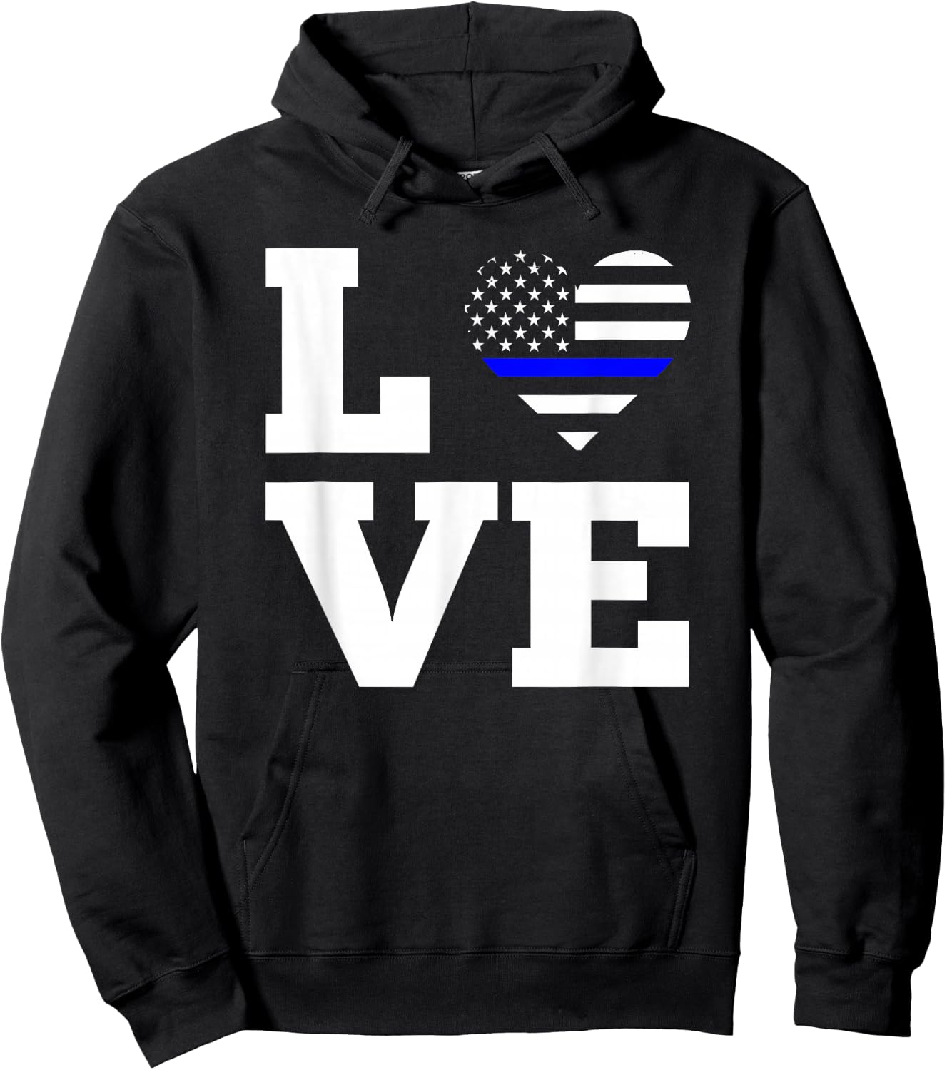 Love Thin Blue Line Police Hoodie - Hoodie | Black